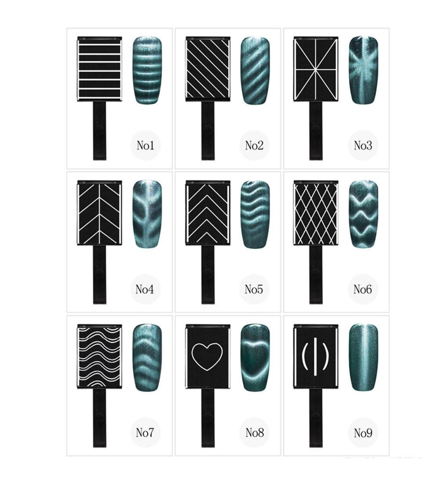 9Pcs/Set Cat Eye Magnetic LED Gel Nail Art Tools - Soak Off Portable UV Gel Magnet Stick - Buy Online on GoSupps.com