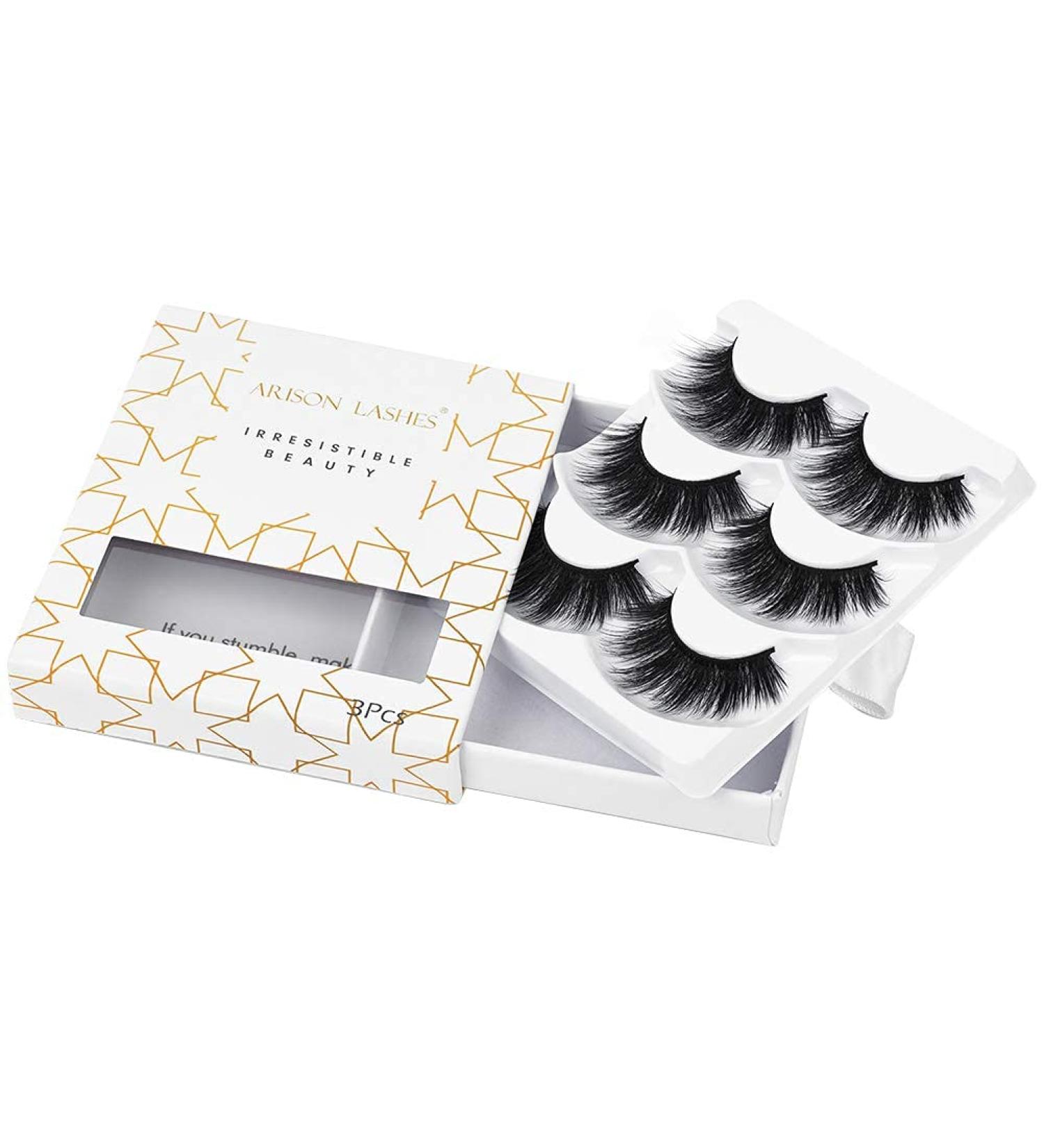 Arison Lashes | 3 Pairs 6D Fake Eyelashes | Natural Black Handmade & Reusable | Shop Internationally - Buy Online on GoSupps.com
