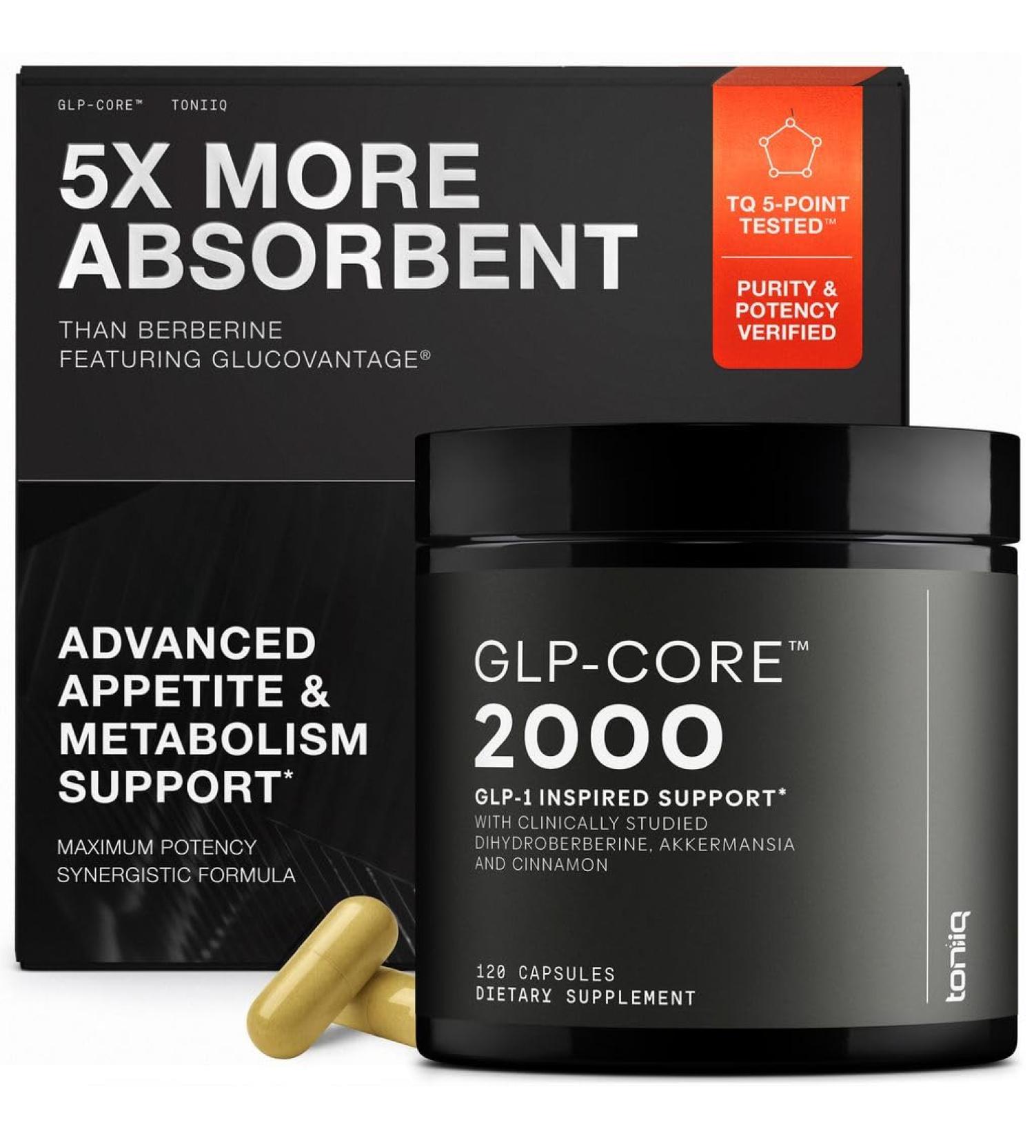 GLP-CORE - GLP-1 Supplement for Women and Men GLP1 Support with GlucoVantage 200 mg Dihydroberberine 10 B TFU Heat-Stable Akkermansia 1 g Inulin 30 Servings 120 Count (Pack of 1) - Buy Online on GoSupps.com