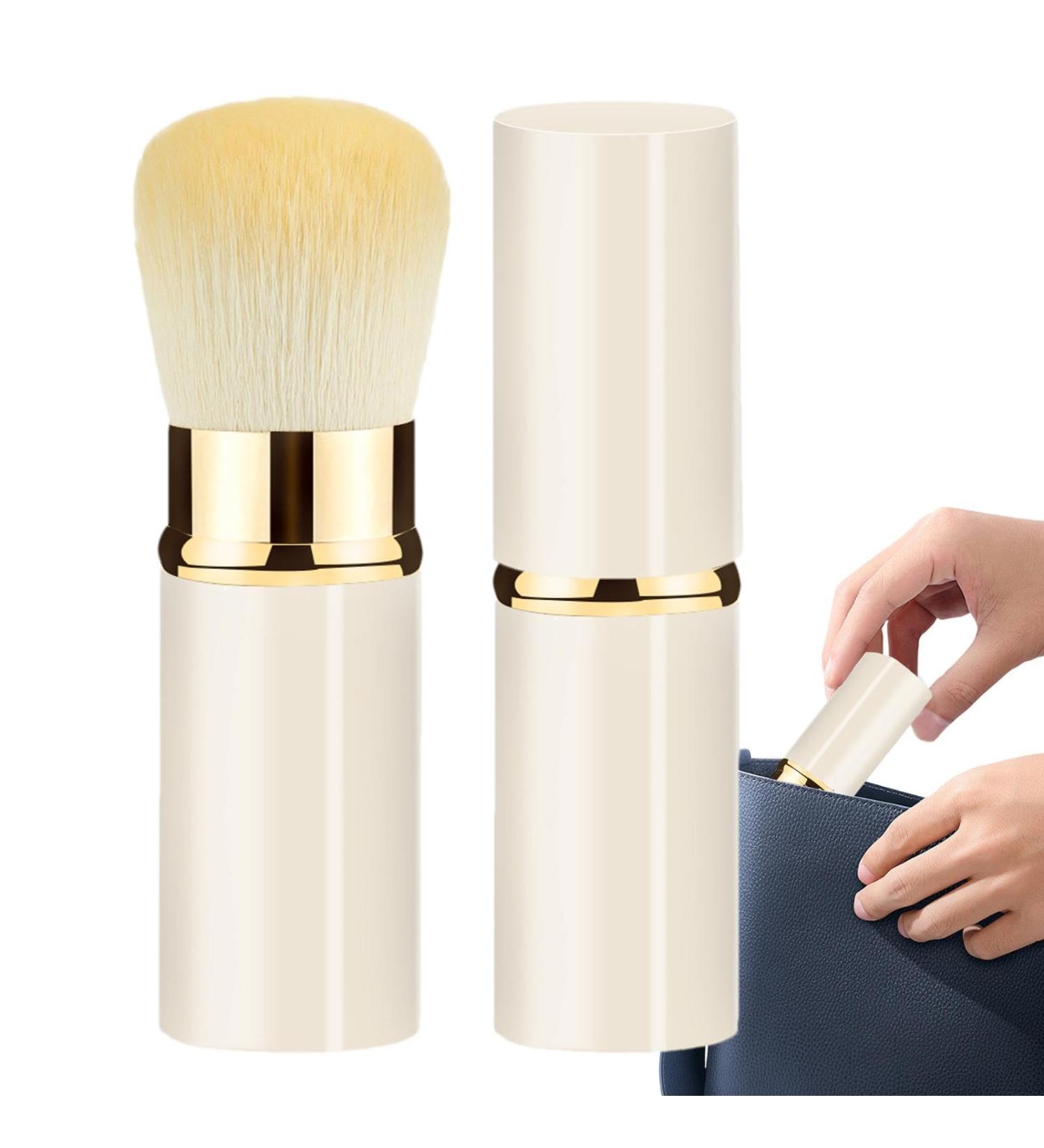 Retractable Makeup Brush Small Multipurpose Cosmetics Brushes - Beginner Friendly Powder Brush for Foundation Sunscreen Bronzing Powder White - Buy Online on GoSupps.com