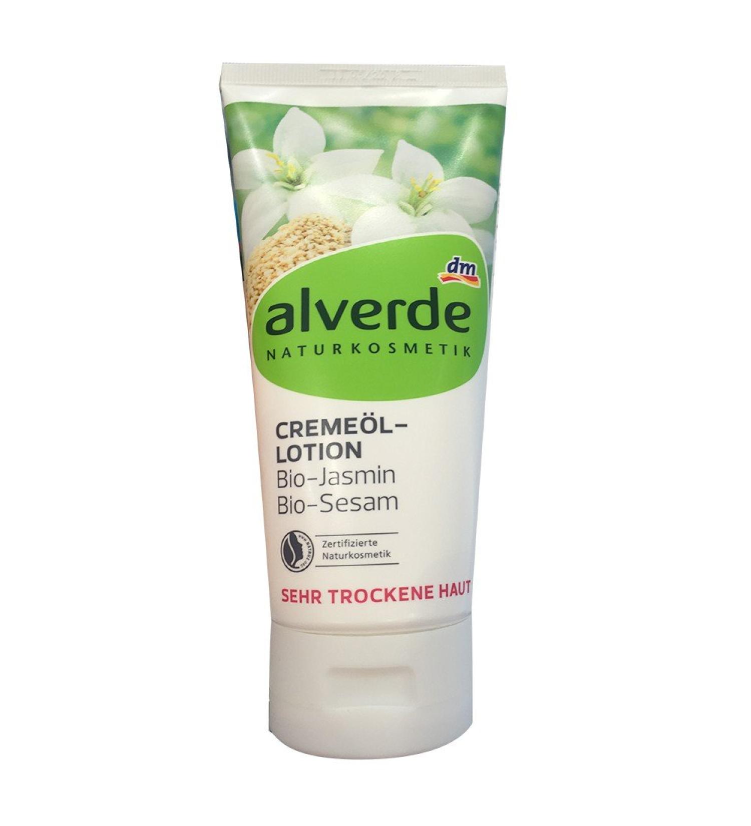Alverde Cream-Oil Body-Lotion with Organic Jasmine & Organic Sesame for Dry & Very Dry Skin Not Tested on Animals / Natrue Certified Natural Cosmetic 200ml