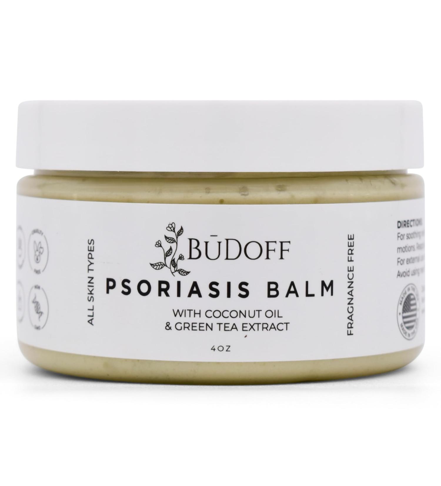 Soothing Psoriasis Balm - Coconut Oil & Green Tea Extract for Acne Eczema Dry & Sensitive Skin | Fragrance Free 24 Hour Relief | 4 Oz Tub - Buy Online on GoSupps.com
