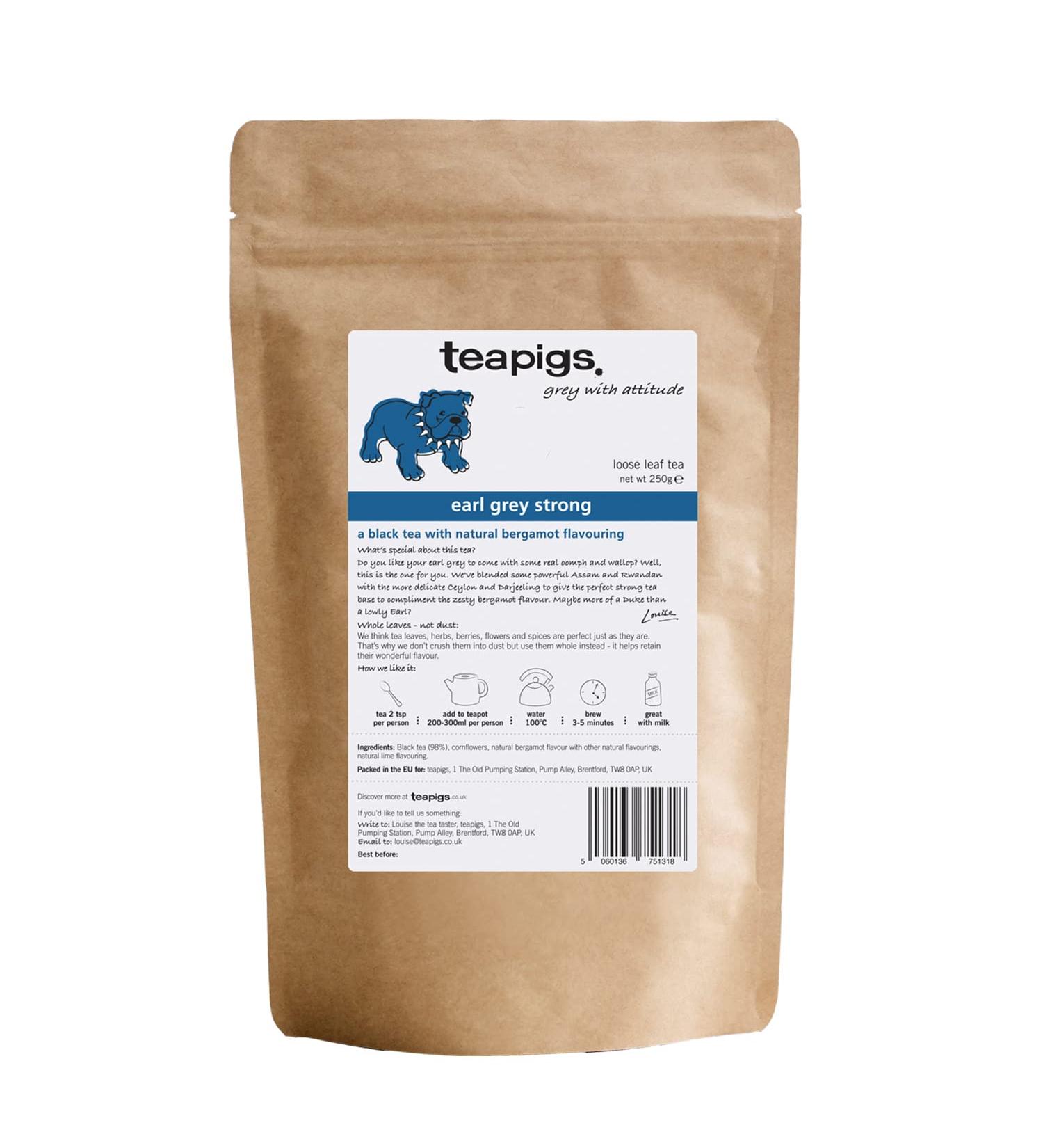Teapigs Earl Grey Strong Loose Leaf Tea - 250g | Whole Leaf Blend of Darjeeling, Assam, Rwandan & Ceylon Teas | Aromatic English Tea - 100 Servings - Buy Online on GoSupps.com