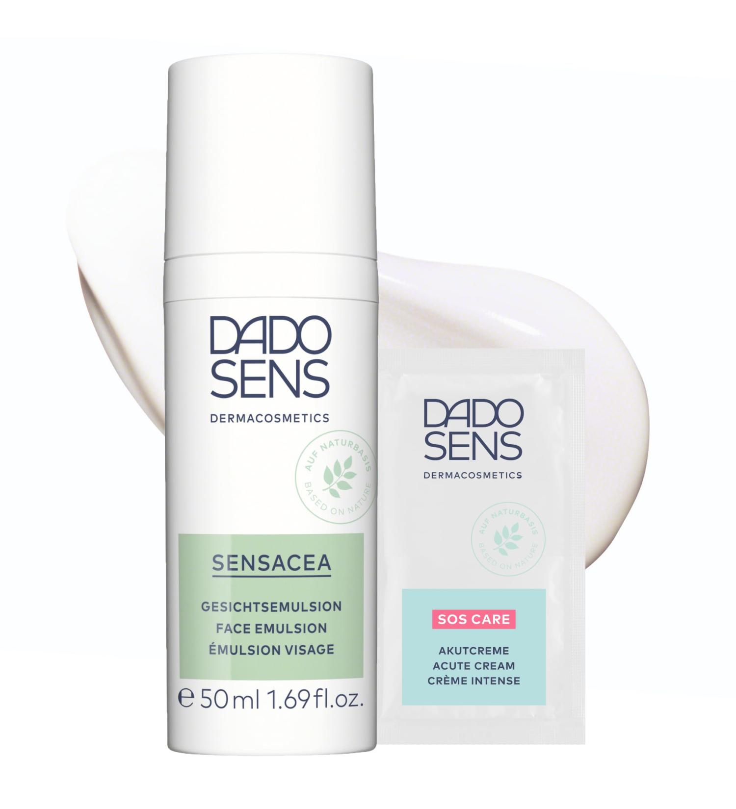 DADO SENS SENSACEA Facial Emulsion (50ml) + SOS Acute Cream Included in a Bag | Special Anti-Redness Care for Rosacea and Rosacea | Relieves Heat Feelings Redness - Buy Online on GoSupps.com