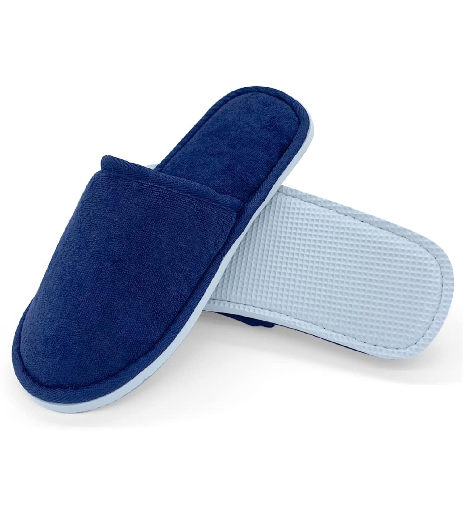 Jomix Unisex Washable Terry Hotel Slippers - 2 Pairs of Blue Bathing Shoes for Travel & Festivals (EU 38/39 X-Schmal) - Buy Online on GoSupps.com