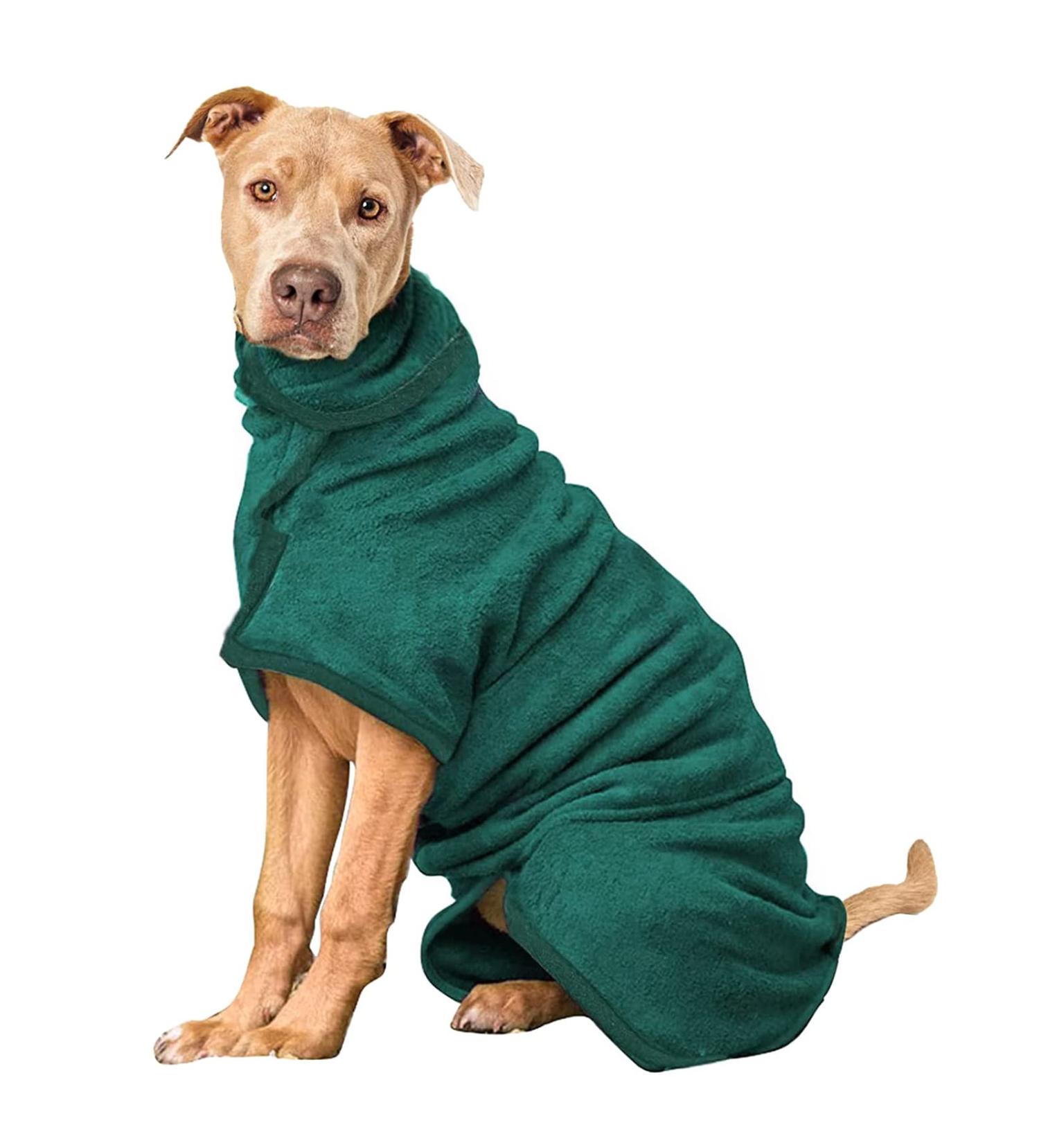 Pettom Microfiber Dog Bathrobe - Quick Drying Comfortable Wader for Large Medium & Small Dogs (XL Green) | International Shipping Available - Buy Online on GoSupps.com
