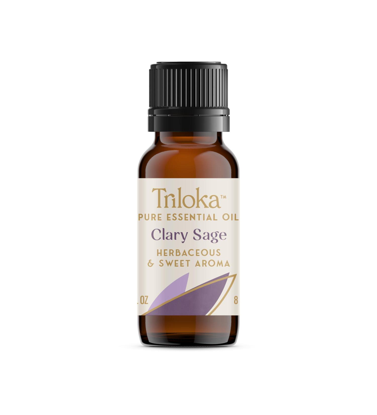 Clary Sage - Triloka Aromatherapy Essential Oil - 1/3 Ounce Bottle