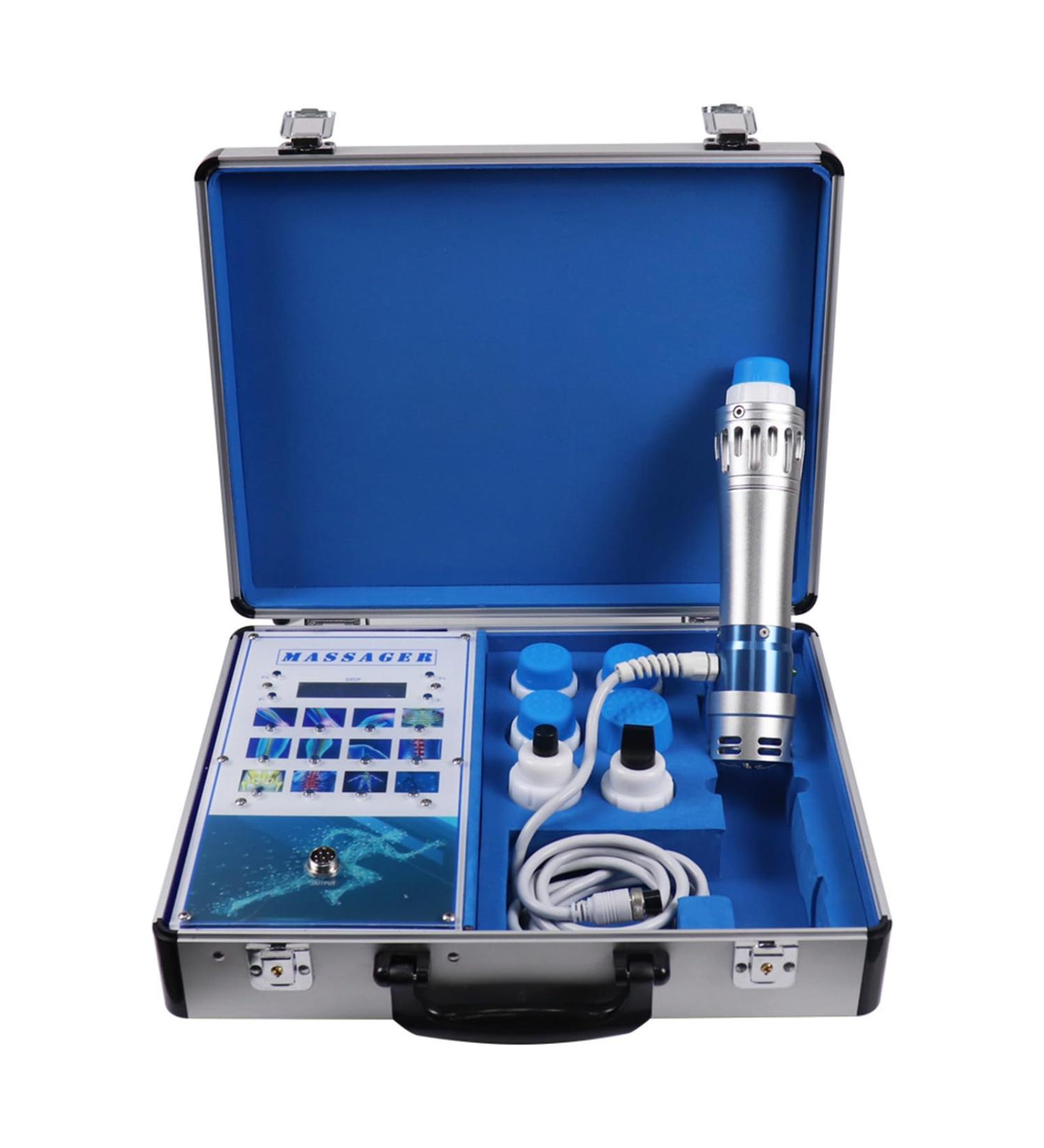 ED Shock Wave Therapy Device - Professional Pain Relief Massager with 7 Massage Heads for Muscle Relaxation - Buy Online on GoSupps.com