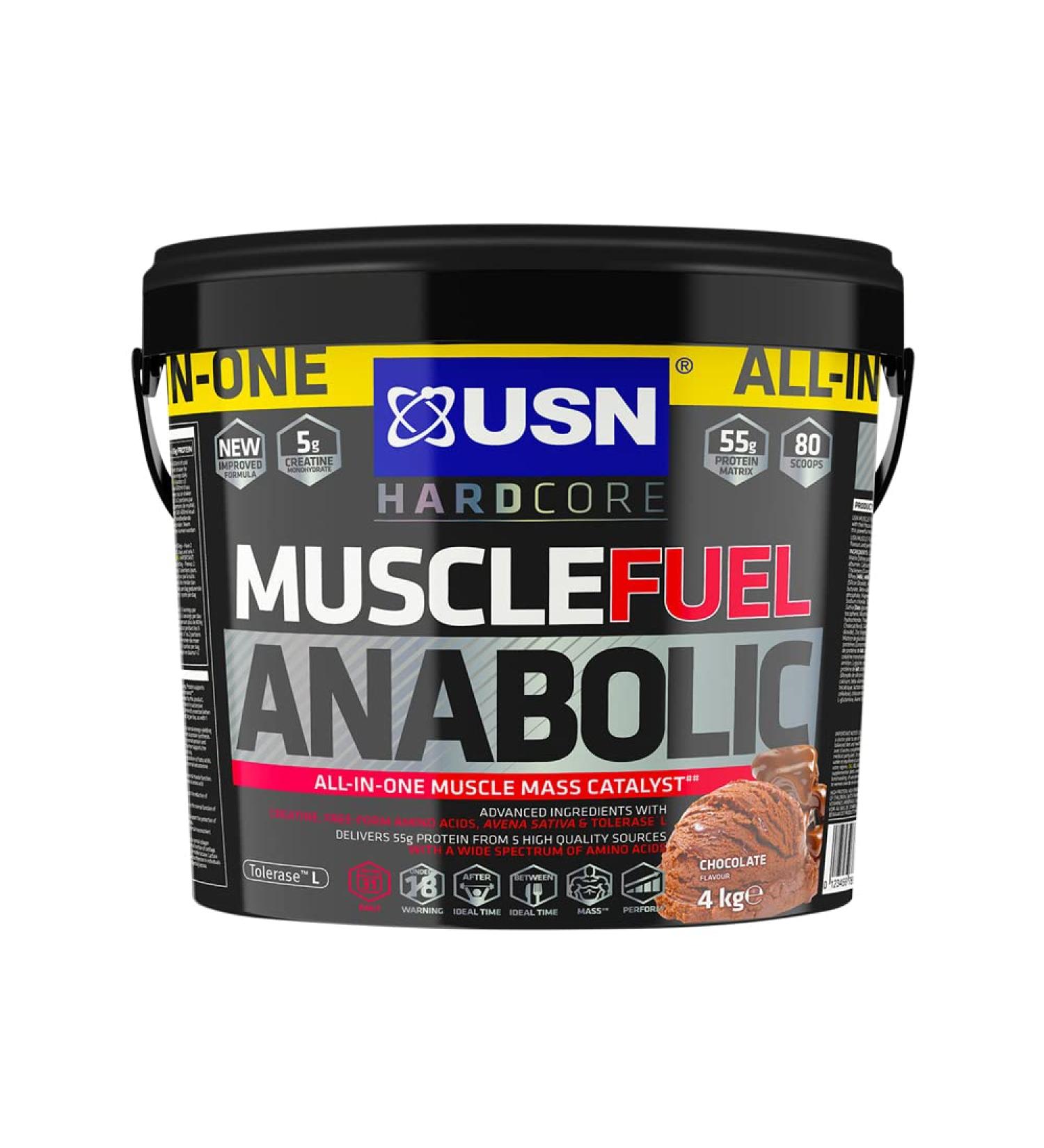 USN Muscle Fuel Anabolic Chocolate All-in-one Protein Powder Shake (4kg): Workout-Boosting Anabolic Protein Powder for Muscle Gain Chocolate 4 kg (Pack of 1) - Buy Online on GoSupps.com