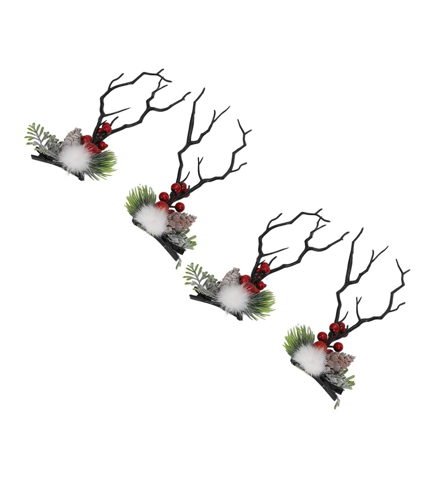 2 Pairs Christmas Hair Pins Reindeer Antlers Clips for Costume Party School Event - Buy Online on GoSupps.com