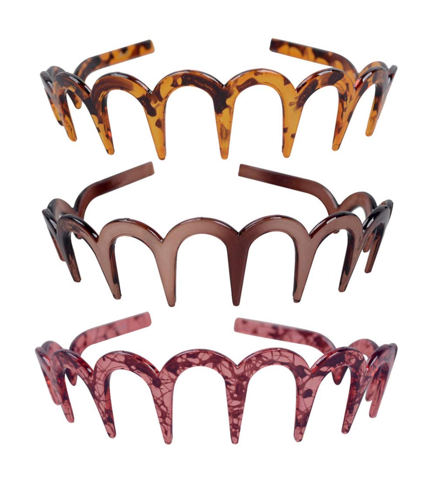 3 Pcs Resin Sharks Tooth Comb Hairbands - Hair Accessories for Women and Men - 3 Colors - Buy Online on GoSupps.com
