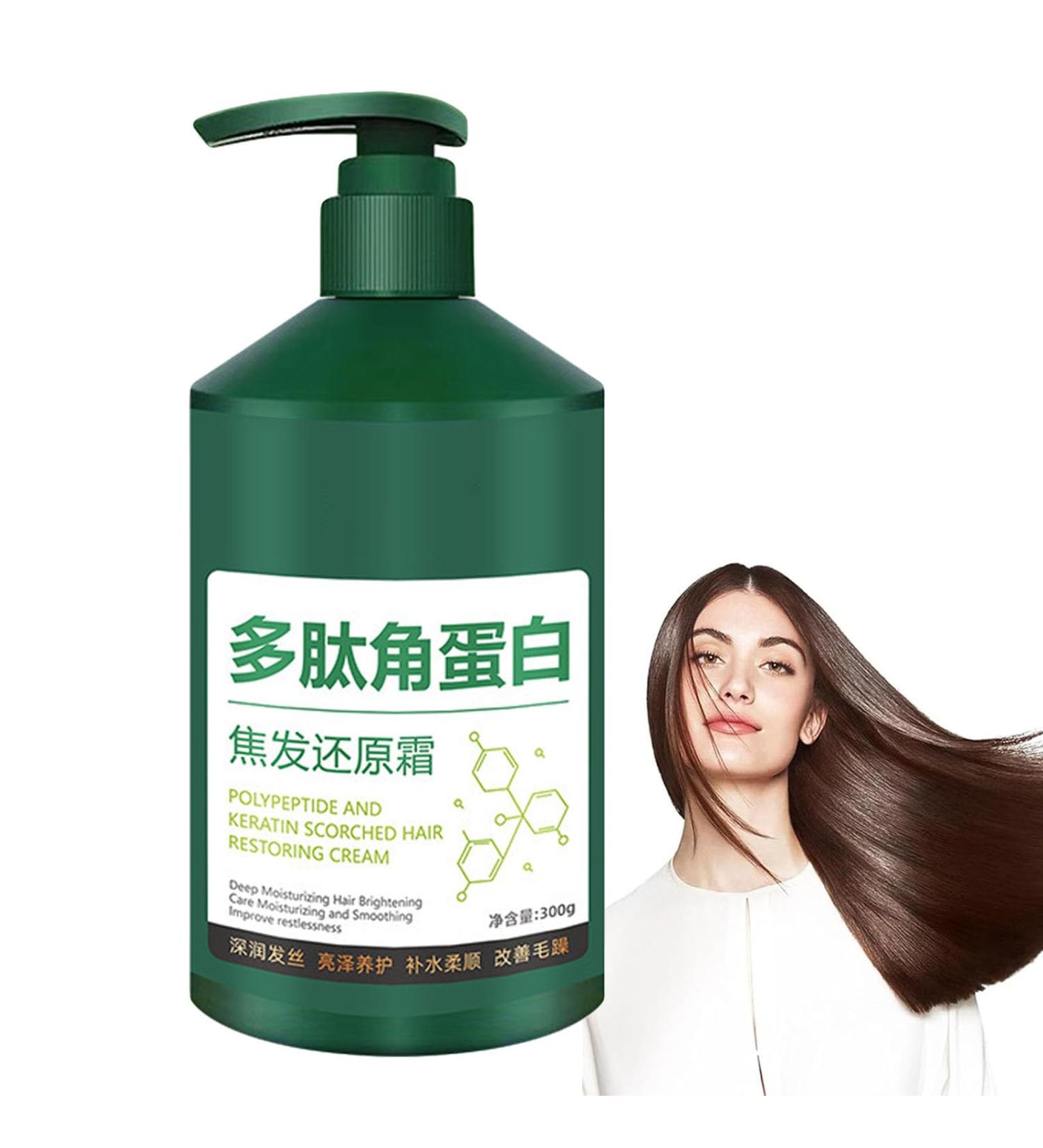Yaepoip Polypeptide Keratin Hydrating Smoothing Hair Damage Repair Cream Polypeptide Keratin Hair Treatment Deep Conditioning Mask Lasting Shine and Smoothness 300g - Buy Online on GoSupps.com