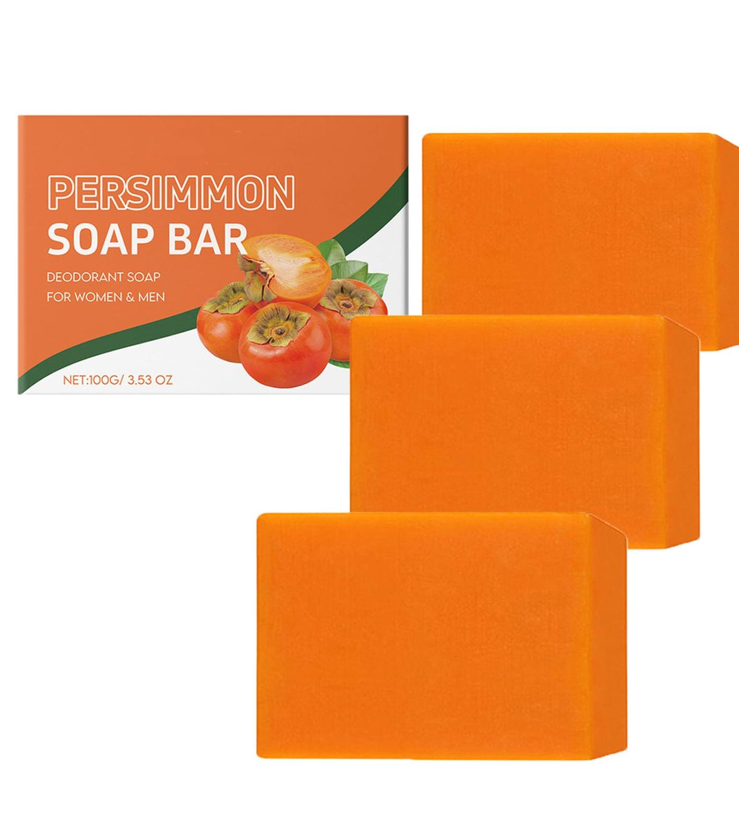  homomdy Natural Deodorant Persimmon Soap for Body Deodorant Radiant Skin Fresh Scent Uniform Complexion Purifying and Moisturizing Nourishing Anti-Odor for Men and Women (3 Pcs) - Buy Online on GoSupps.com