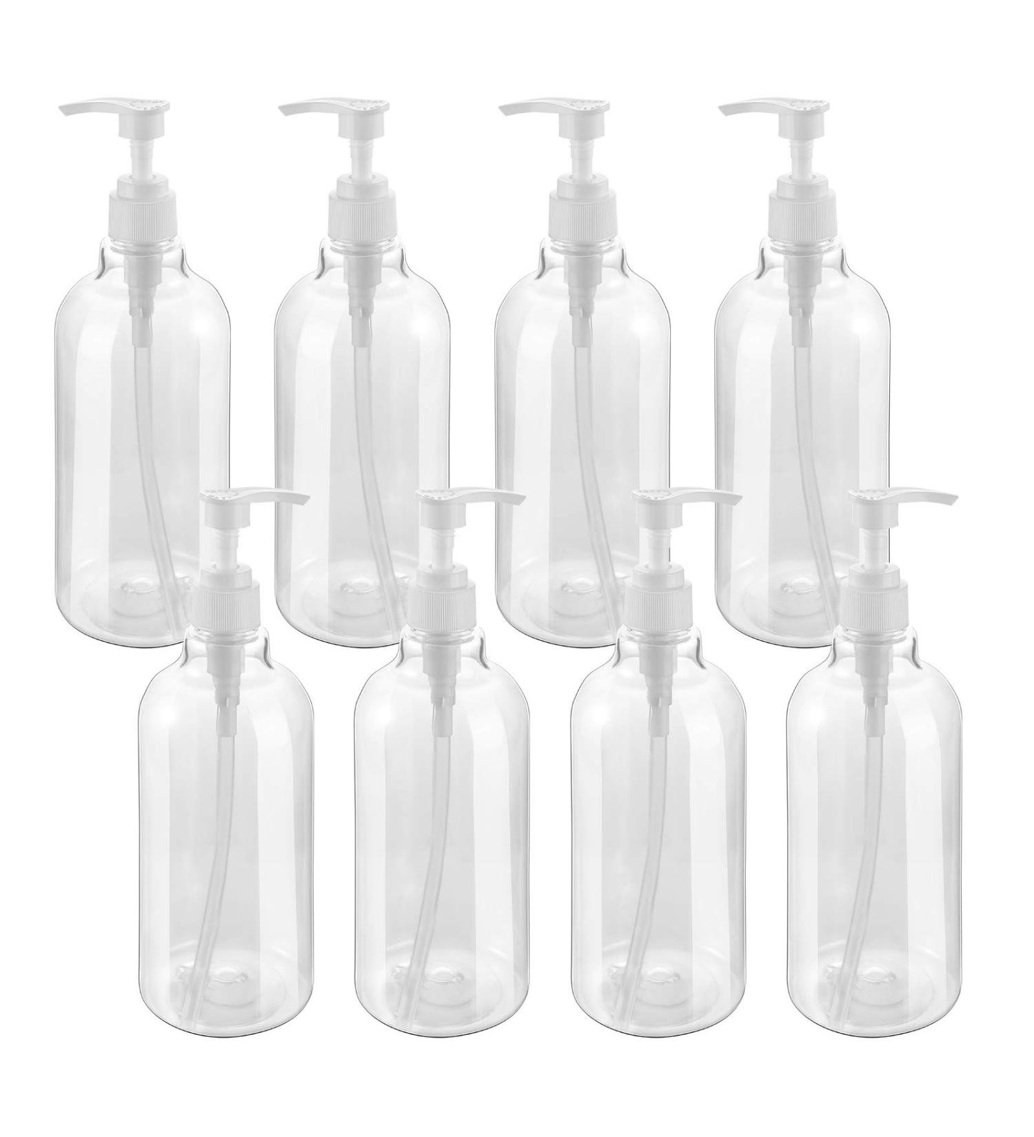 Topbathy 8-Pack Refillable Pump Dispenser Bottles for Hand Gel Shampoo Lotion & Cleaning Liquids - 500ml Kitchen & Bathroom Solutions - Buy Online on GoSupps.com