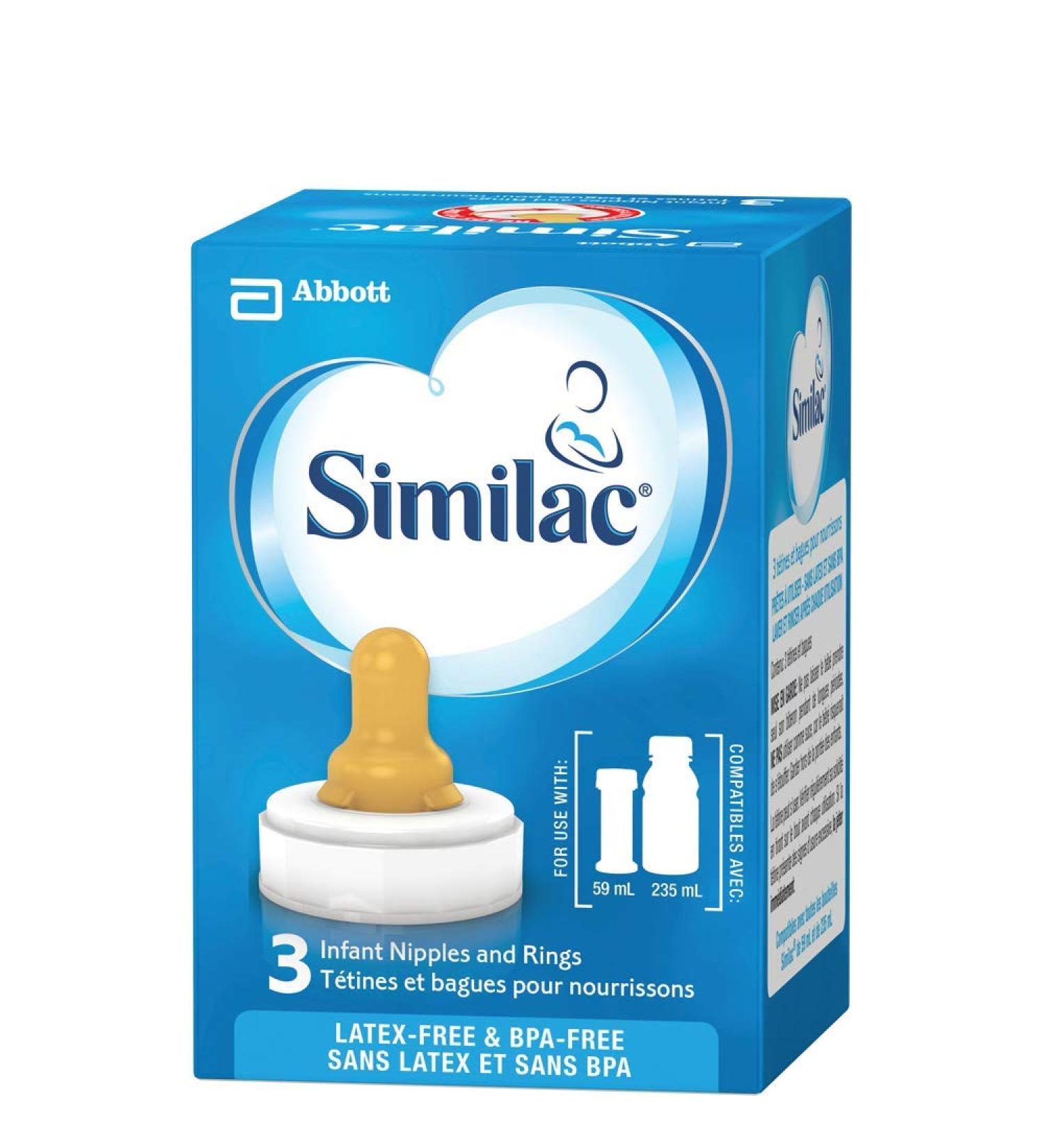 Abbott Laboratories Similac Infant Standard Flow Nipple and Ring 3 Pack 3 count - Buy Online on GoSupps.com