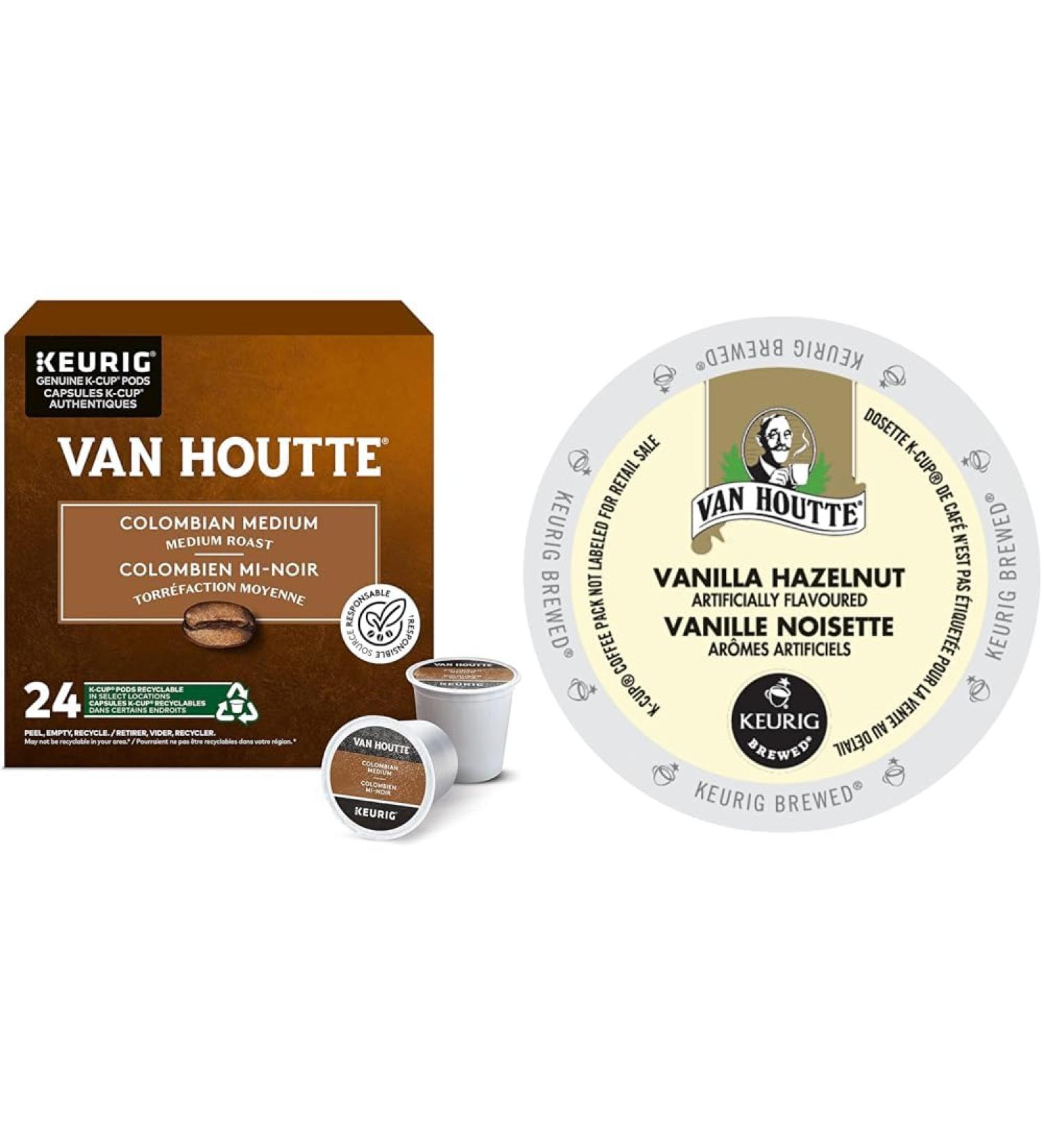 Van Houtte Colombian Medium K-Cup Coffee Pods 24 Count For Keurig Coffee Makers & Vanilla Hazelnut K-Cup Pods 24 Pack - Buy Online on GoSupps.com