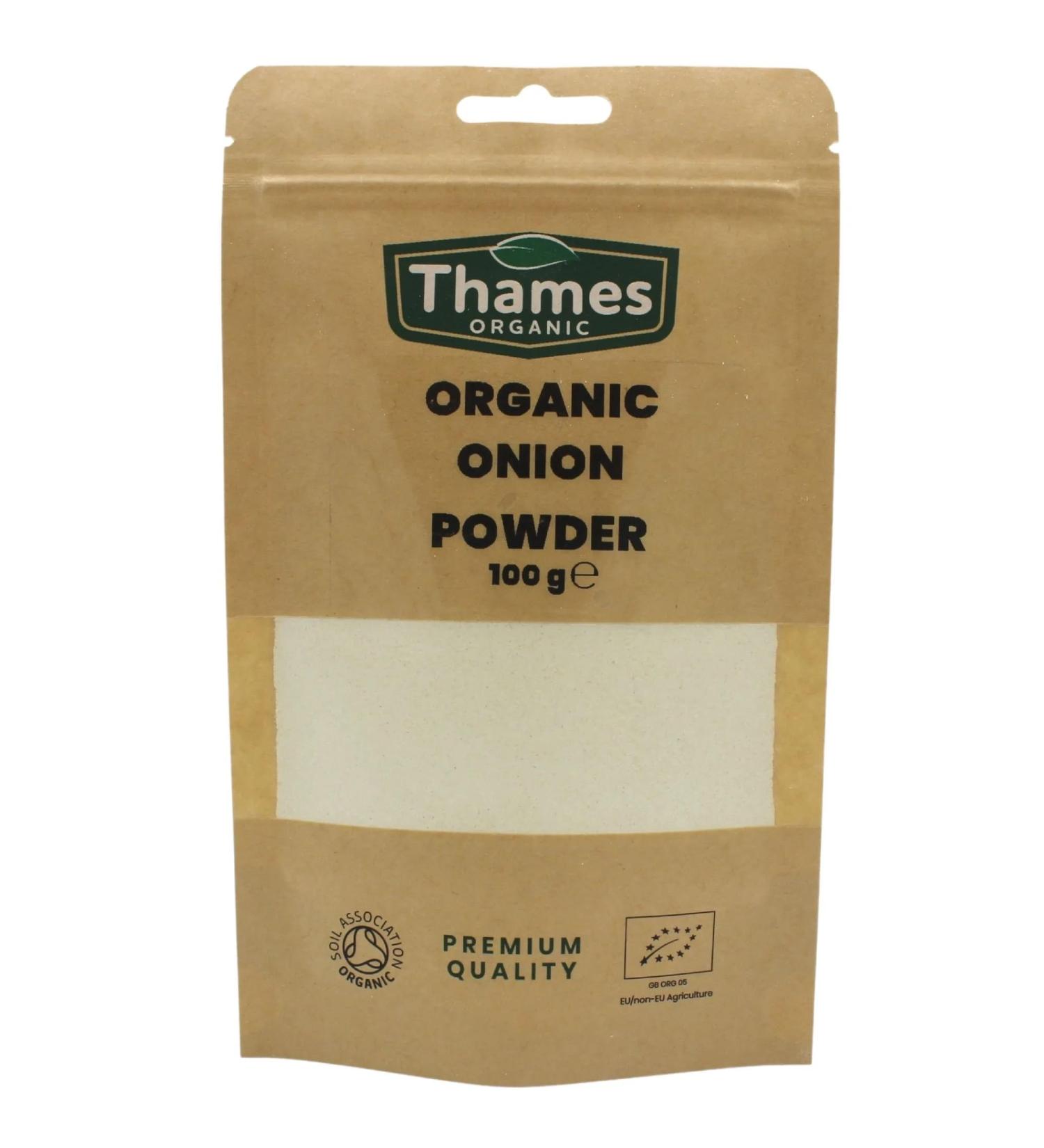 Thames Organic Onion Powder 100g - Flavorful Vegan Seasoning for Cooking & Baking - Non-GMO Certified, Additive and Preservative-Free - Buy Online on GoSupps.com