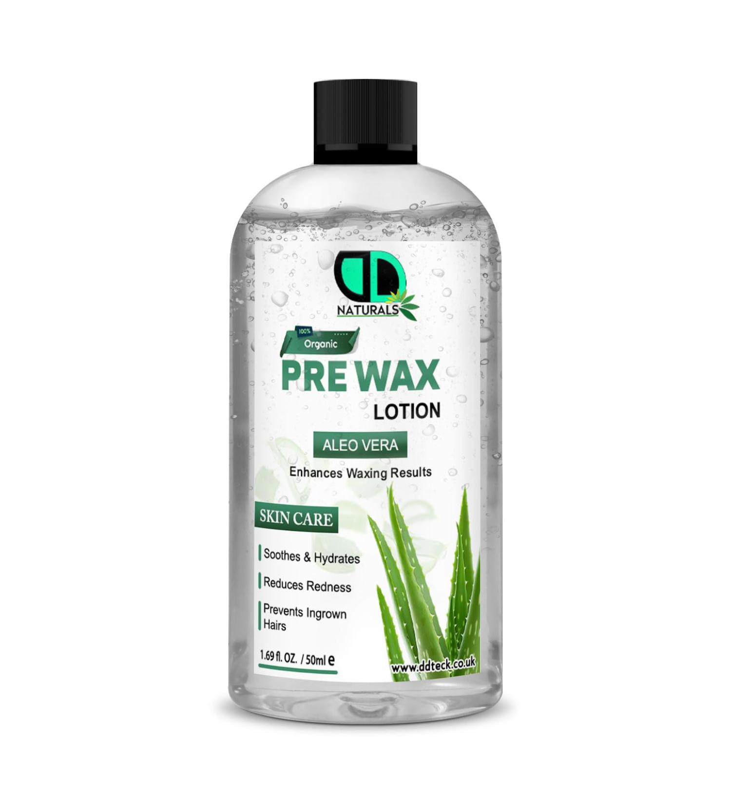 DD teck 100% Organic Pre-Wax Lotion - Moisturizing formula for smooth soft skin before waxing reduces redness and irritation for more comfortable hair removal (50 ml)