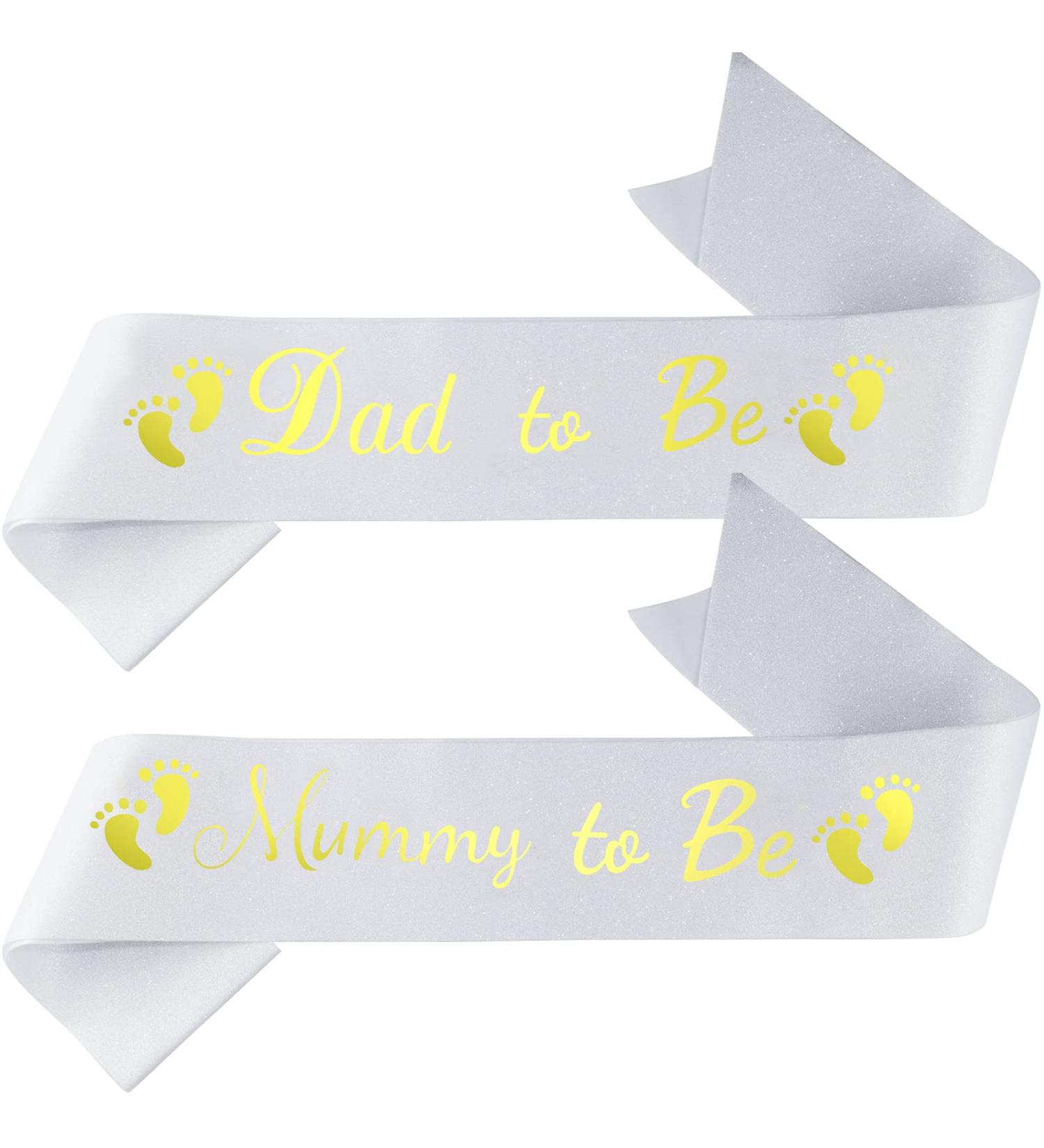 Mom to Be Sash Mommy To Be Satin Sash and Daddy To Be Satin Sash Shiny Baby Shower Sashes White Mummy To Be Sashes for Party Decoration 2pcs - Buy Online on GoSupps.com