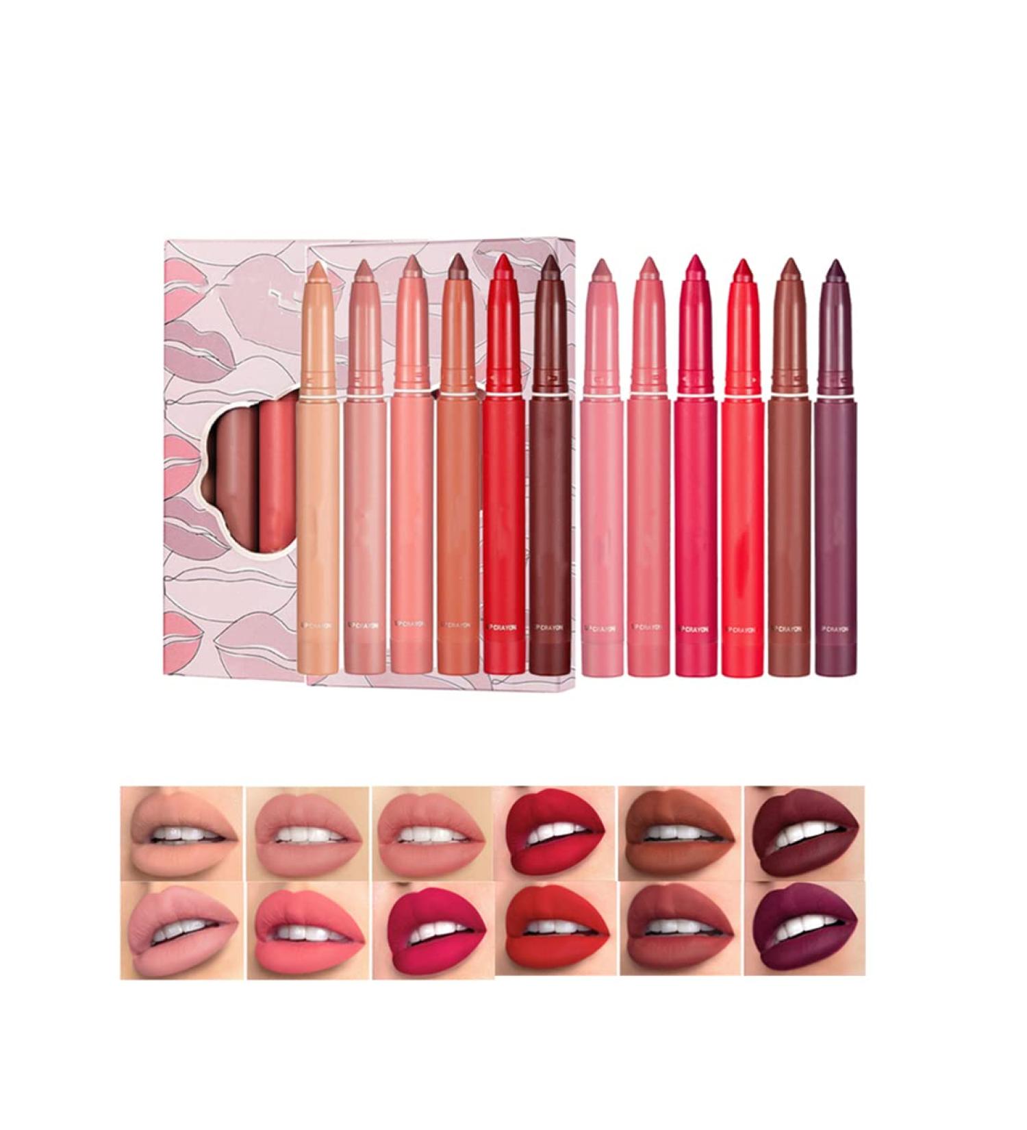  HADAVAKA Matte 6 Colors Rotary Lip Pencil Lip Pencil Lip Pencil Moisturizing Lipstick Stain Resistant And Velvety Touch Resistant For All Skin (A+B) - Buy Online on GoSupps.com