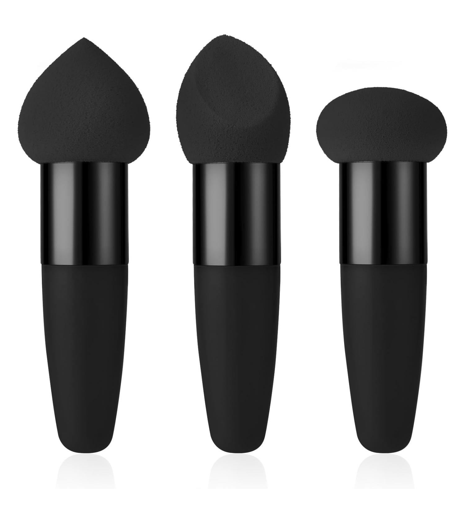 Buy Sibba 3-Piece Make-Up Sponge Set | Beauty Blender for Flawless Foundation & Concealer | Mini Angle Brush | Black - Buy Online on GoSupps.com