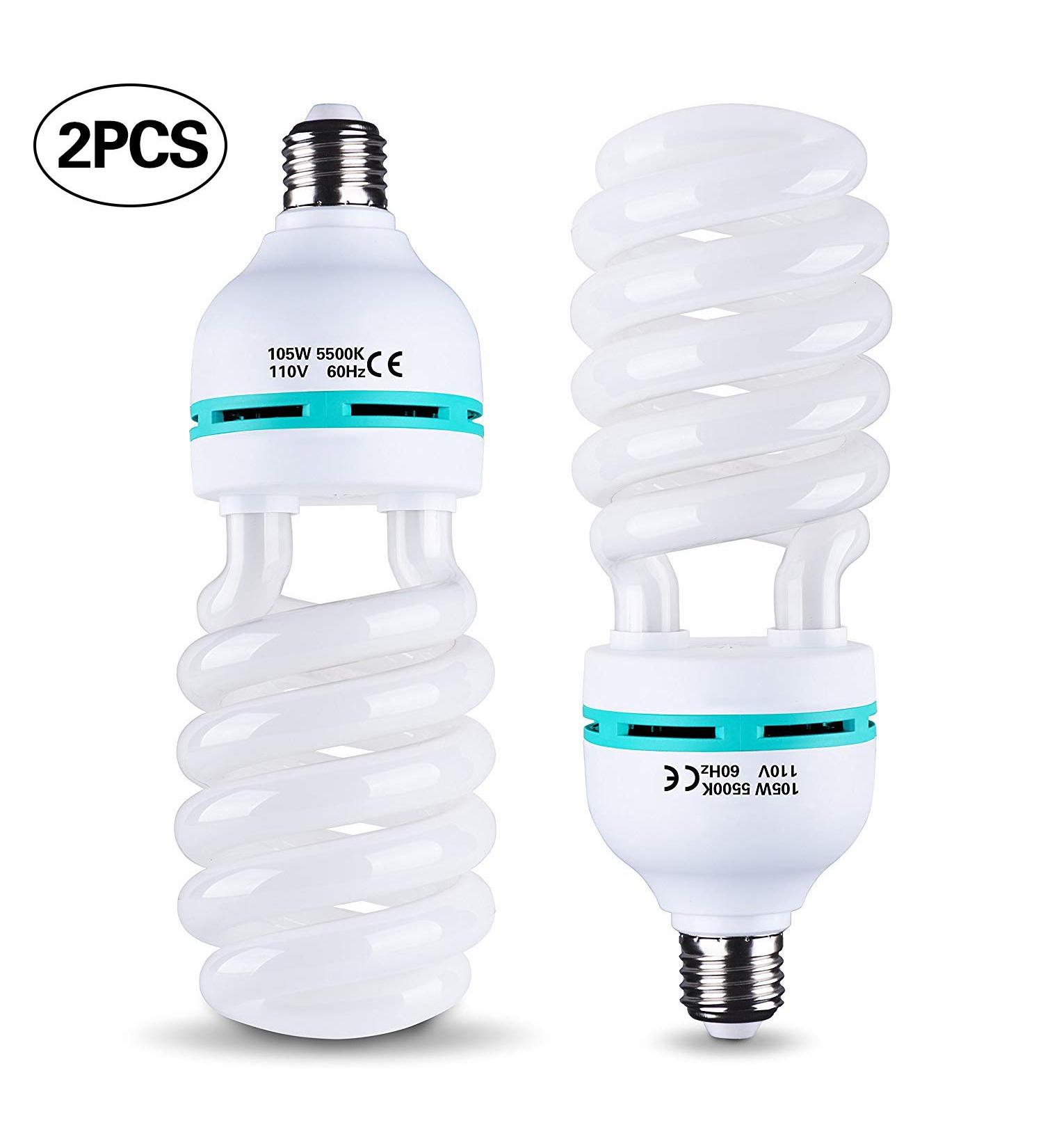 SLOW DOLPHIN Photography Bulbs CFL Full Spectrum Light Bulb 105W 5500K Daylight (2-Pack) | Studio Lighting for Photo and Video - 2 Count - Buy Online on GoSupps.com