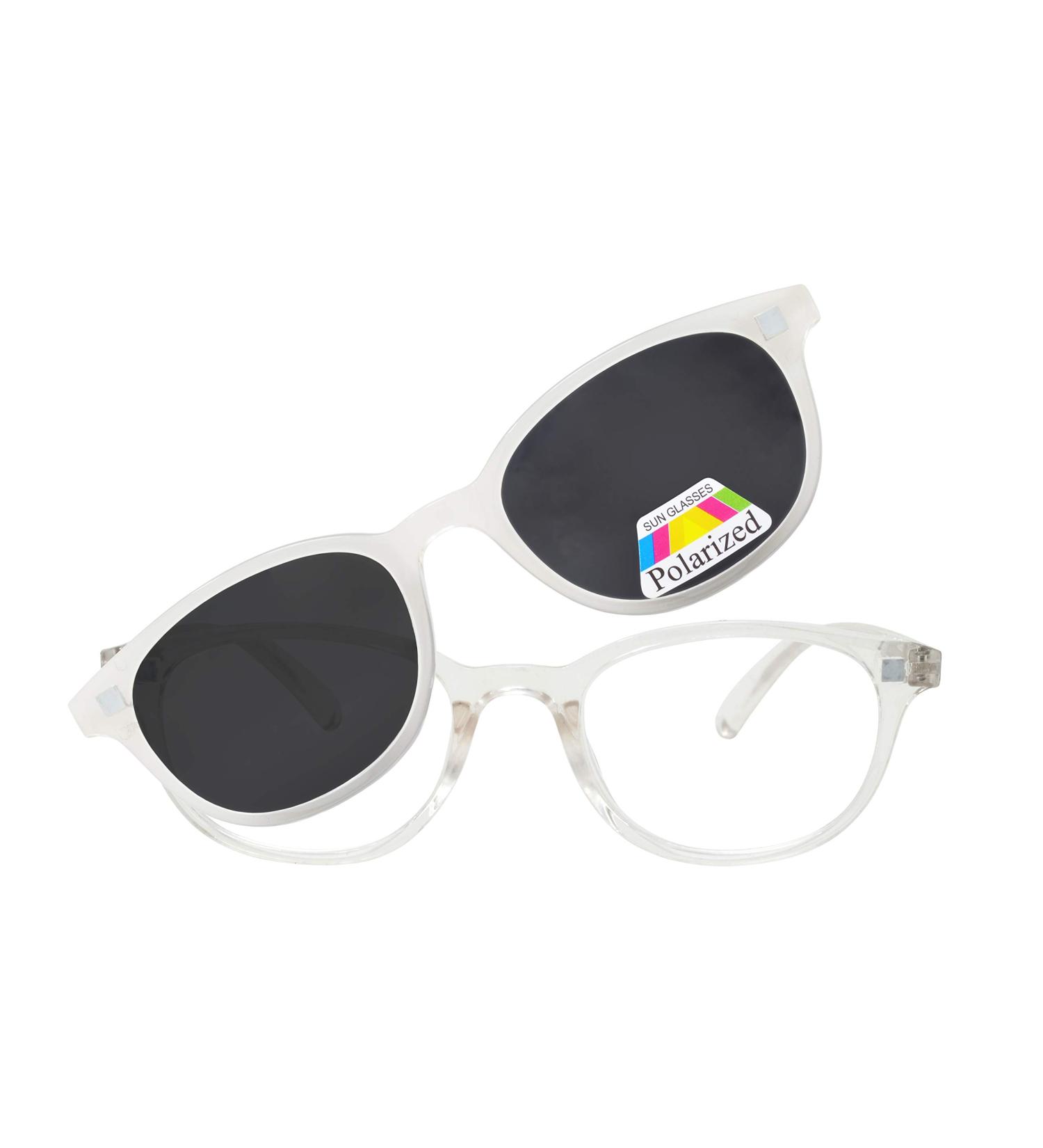 ALANNAH Women's Reading Glasses with Detachable Clip-On Polarized Lens | Clear Frame (+2.50) - Stylish & Versatile Eyewear - Buy Online on GoSupps.com