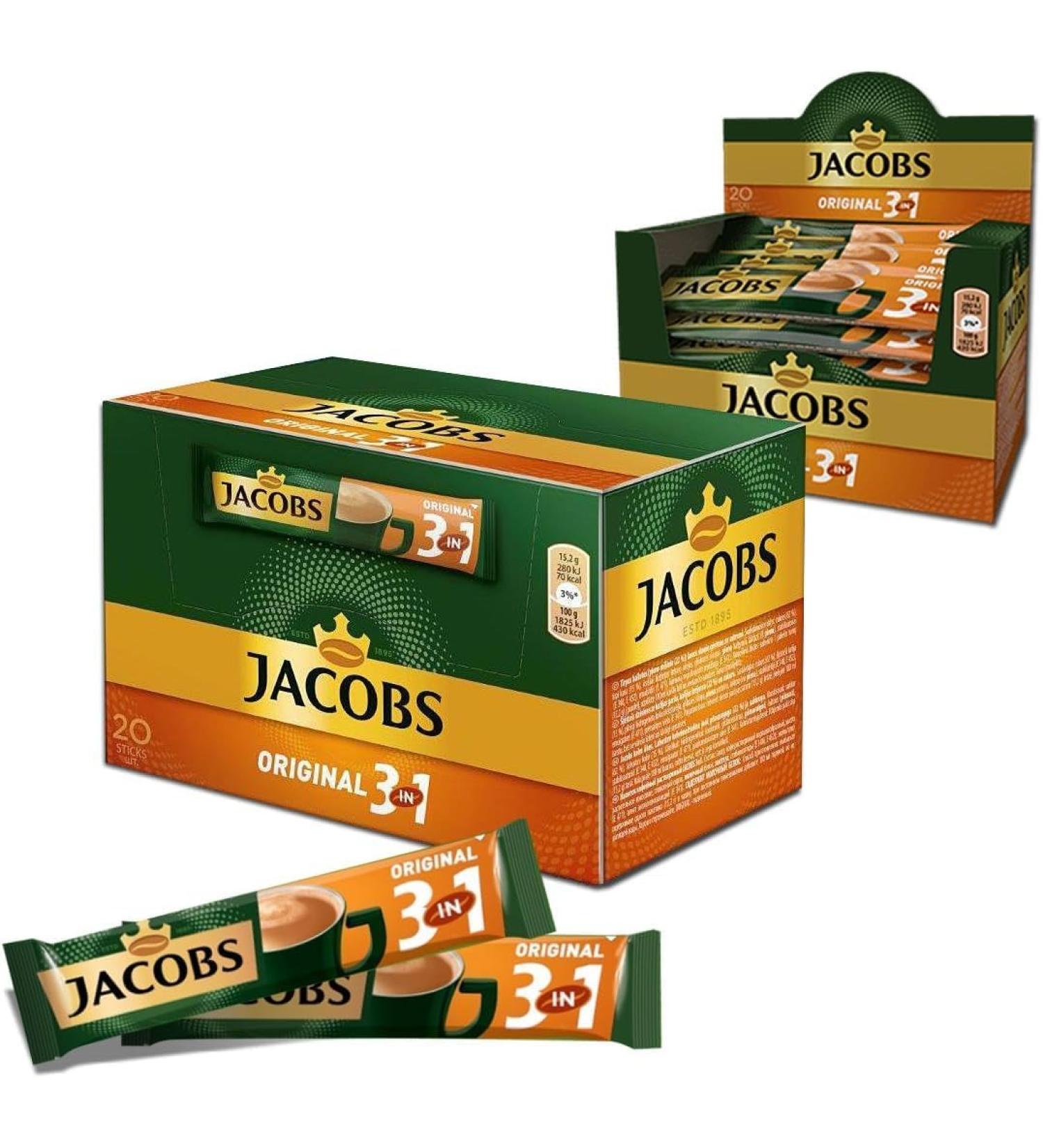 Jacobs 3 in 1 Instant Coffee Sticks 60 Count - Buy Online on GoSupps.com