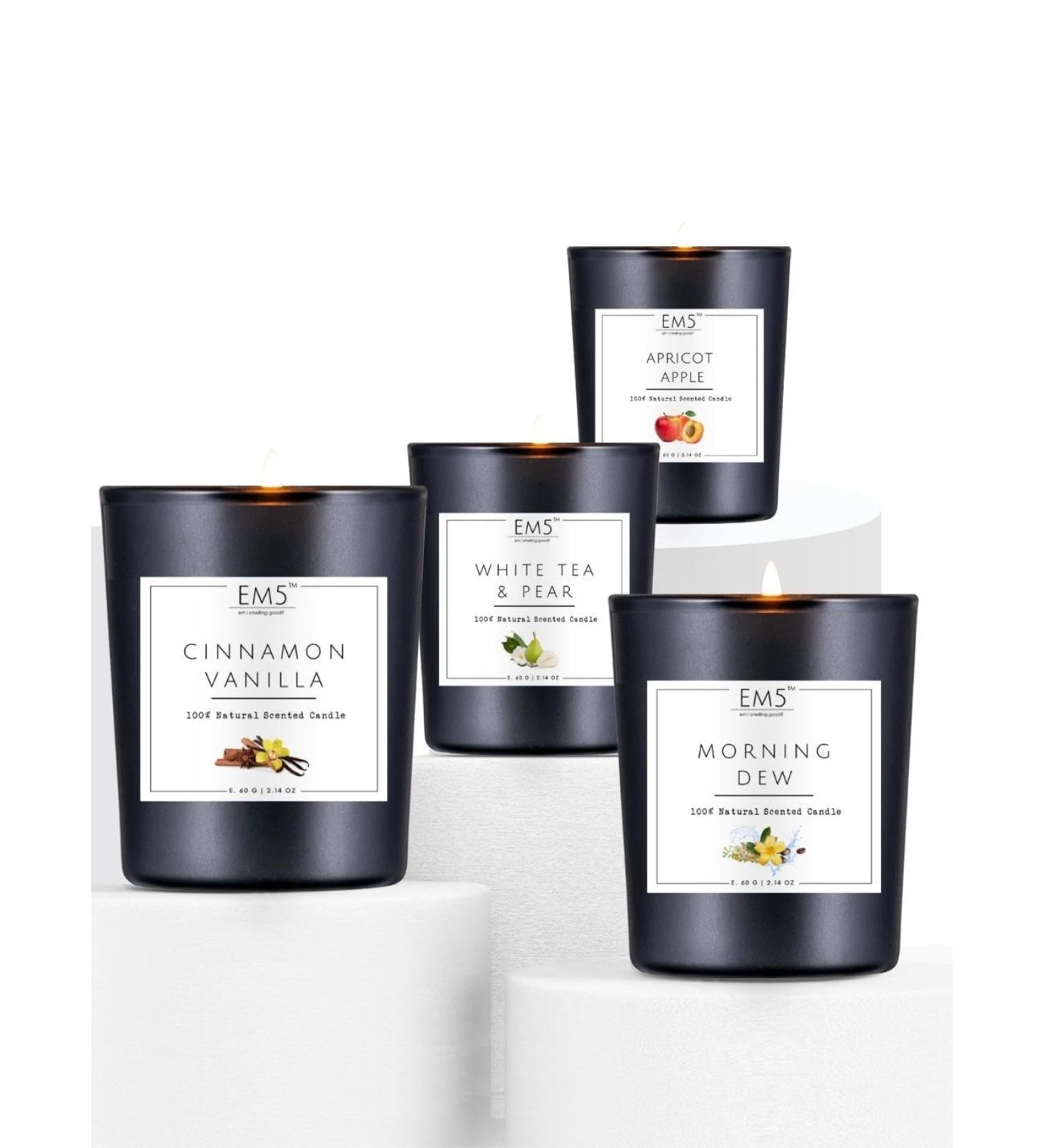 Buy SN Set of 4 Non-Toxic Scented Candles for Home & Aromatherapy - 60 Gm Each Up to 20 Hours Burn Time Smoke Free - International Shipping Available - Buy Online on GoSupps.com