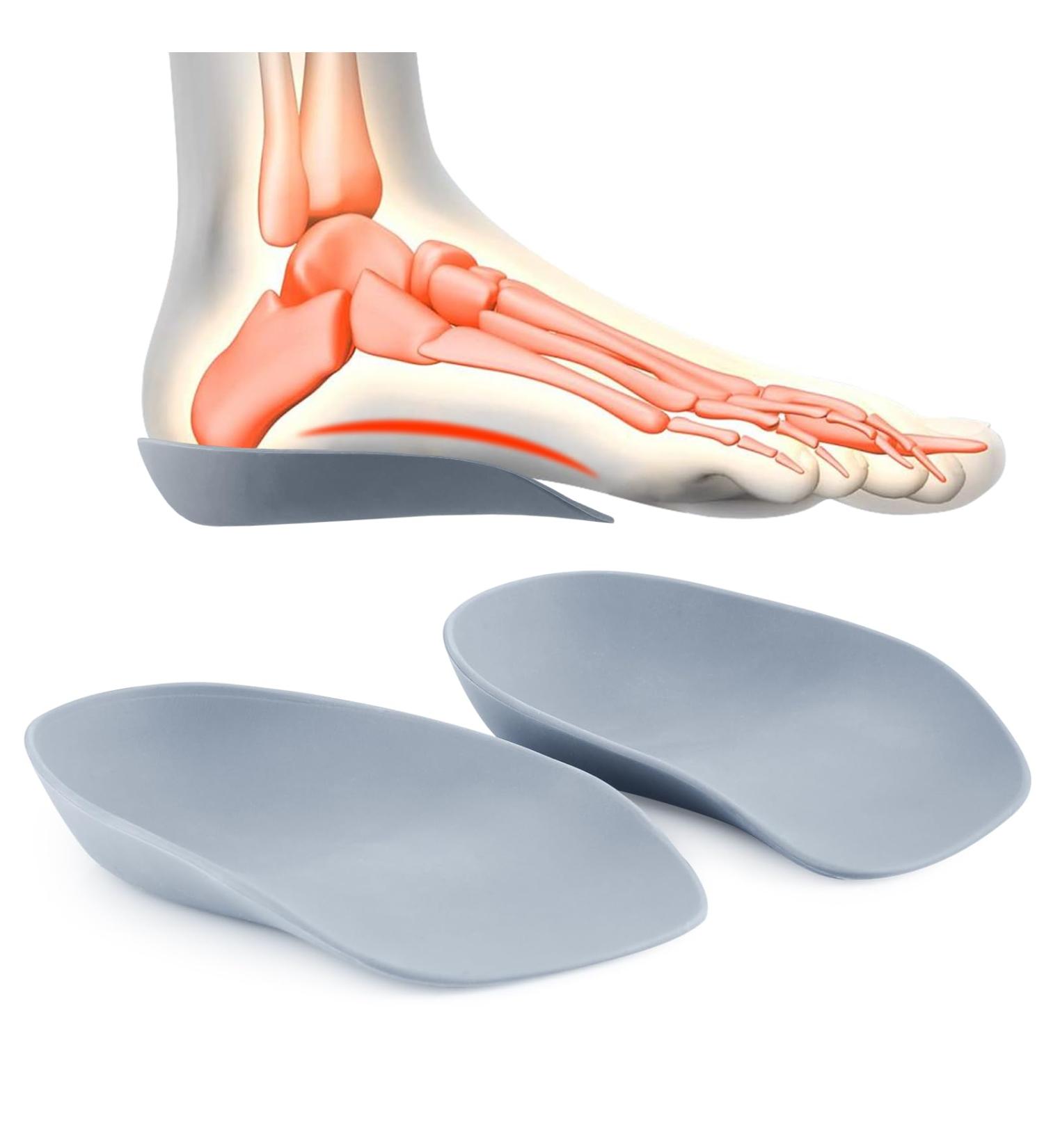 Heel Cups for Heel Pain Relief | Arch Support Insoles for Plantar Fasciitis - One Size Fits All - Gray - Buy Online on GoSupps.com