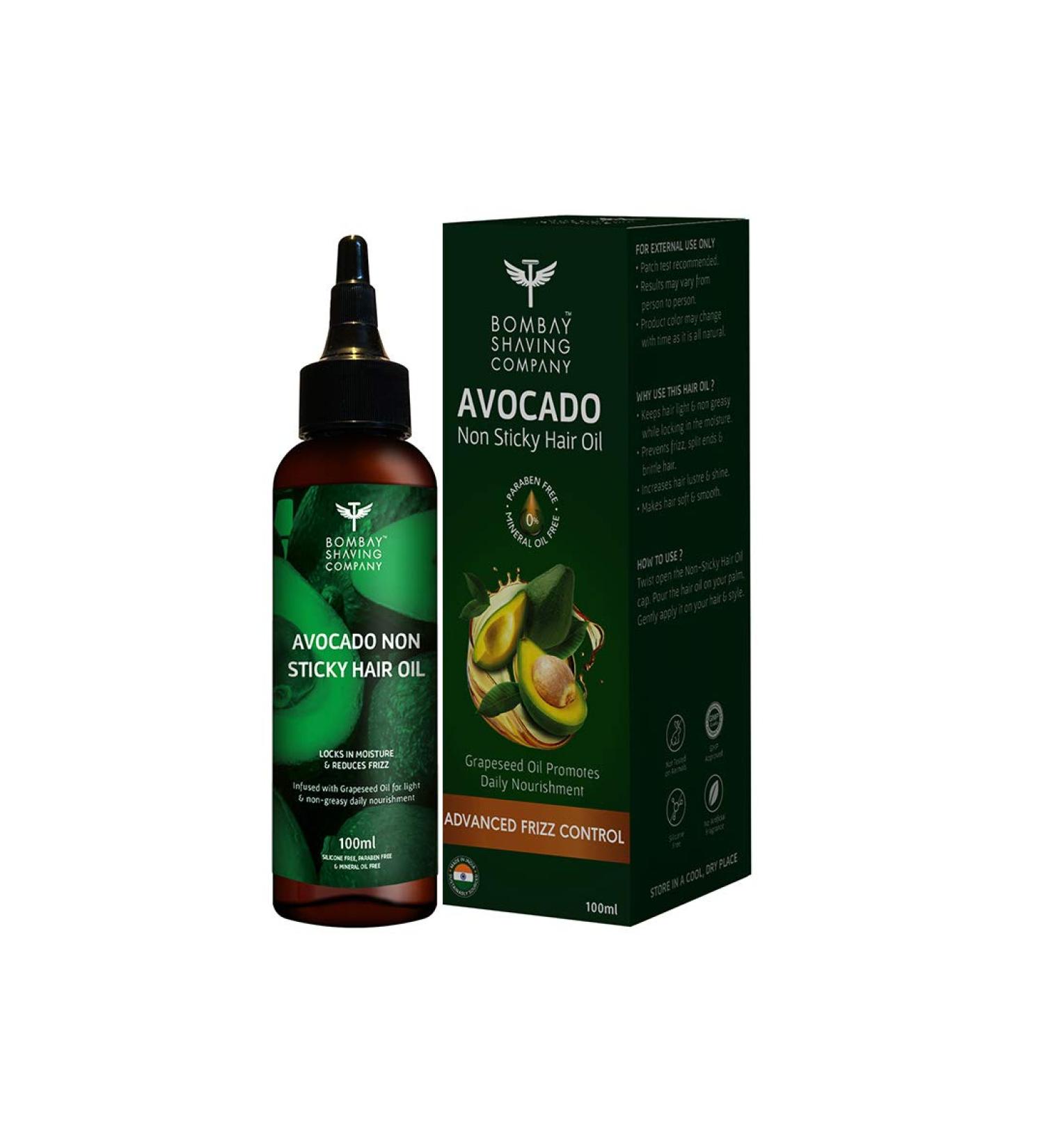 Bombay Shaving Co. Avocado & Grapeseed Hair Oil - Non-Sticky, Moisturizing & Frizz-Reducing (100ml) - Buy Online on GoSupps.com