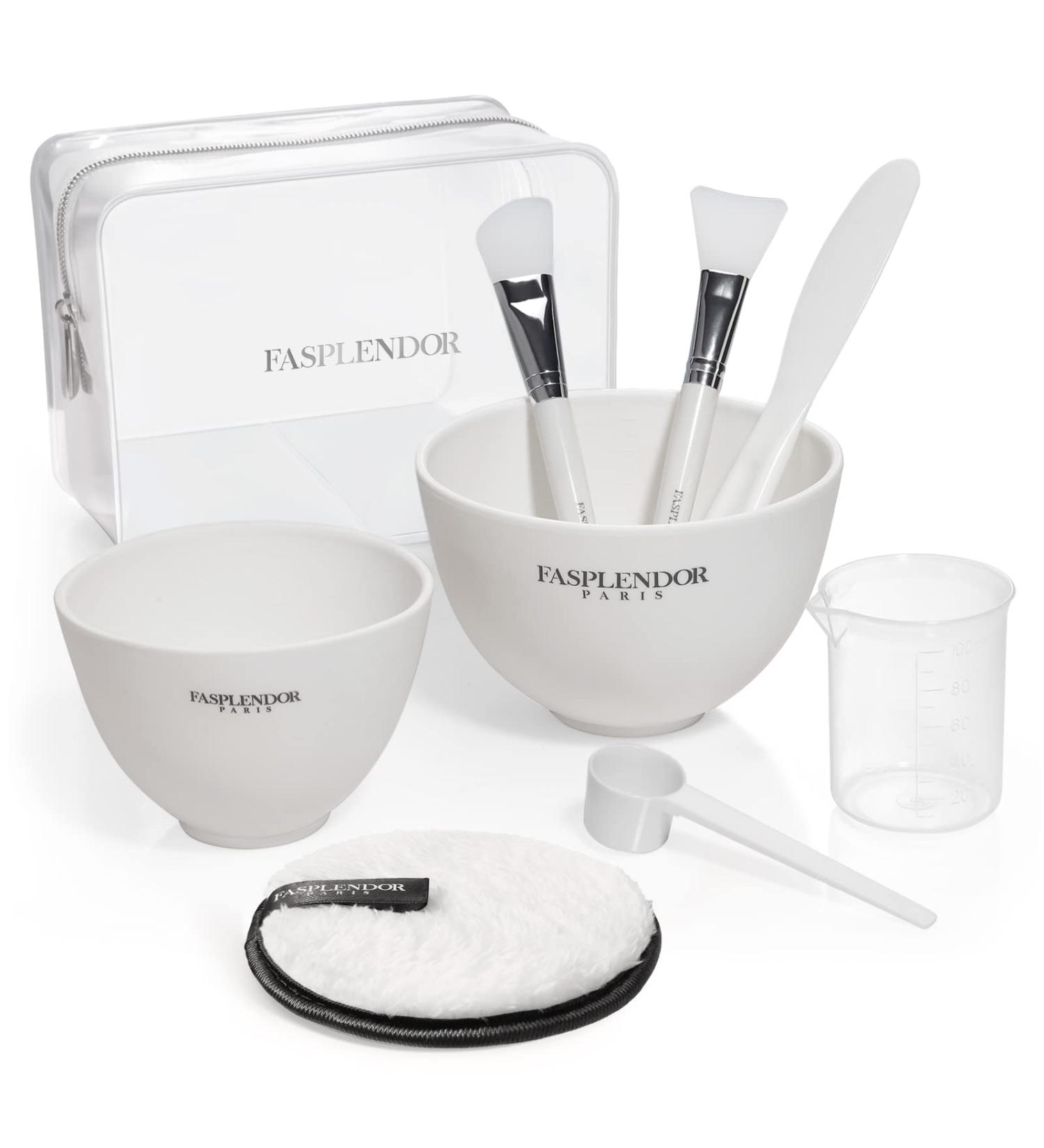 9-in-1 Face Mask Mixing Bowl Set with Brushes & Tools - White | FASPLENDOR - Buy Online on GoSupps.com