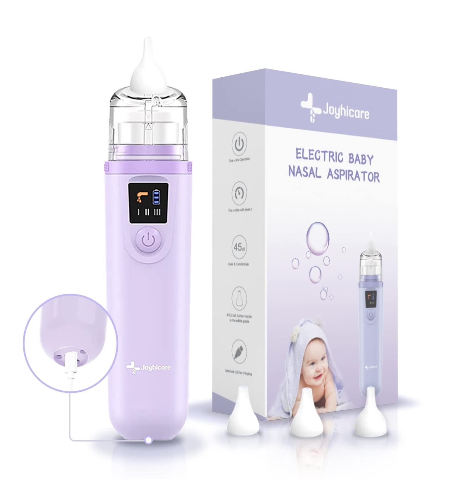 Joyhicare Baby Nasal Aspirator - Electric Nose Sucker with 3 Suction Levels | USB Rechargeable Baby Nasal Aspirator for Newborns & Toddlers - Purple - Buy Online on GoSupps.com