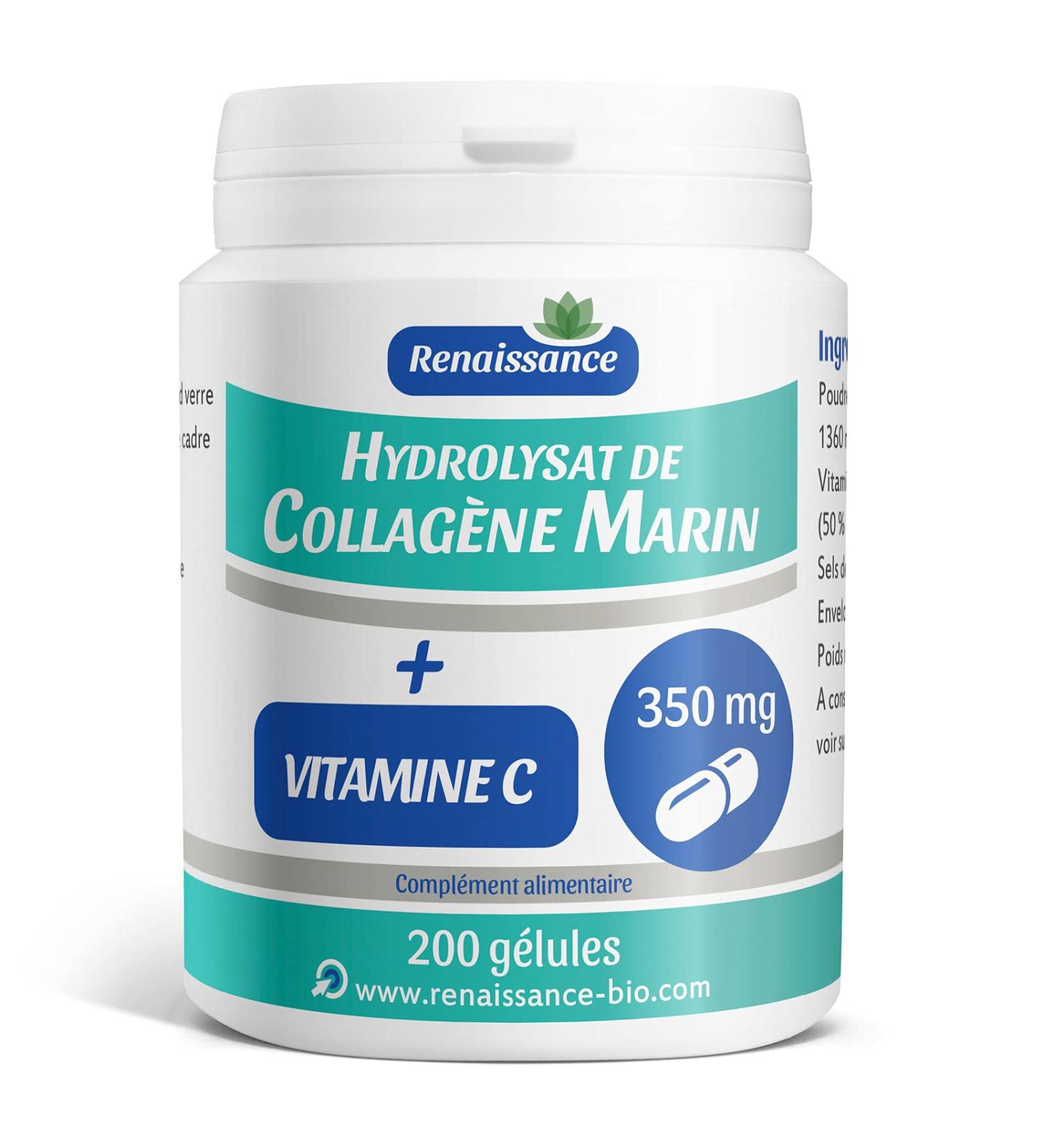 Marine Collagen (Hydrolysate) 350mg + Vitamin C - 200 Capsules - Buy Online on GoSupps.com