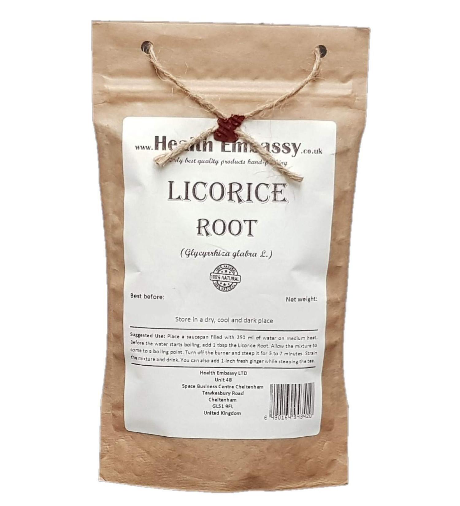 Health Embassy Licorice Root Tea | Glycyrrhiza Glabra L | Racine de R glisse Tisane (100g) - Buy Online on GoSupps.com