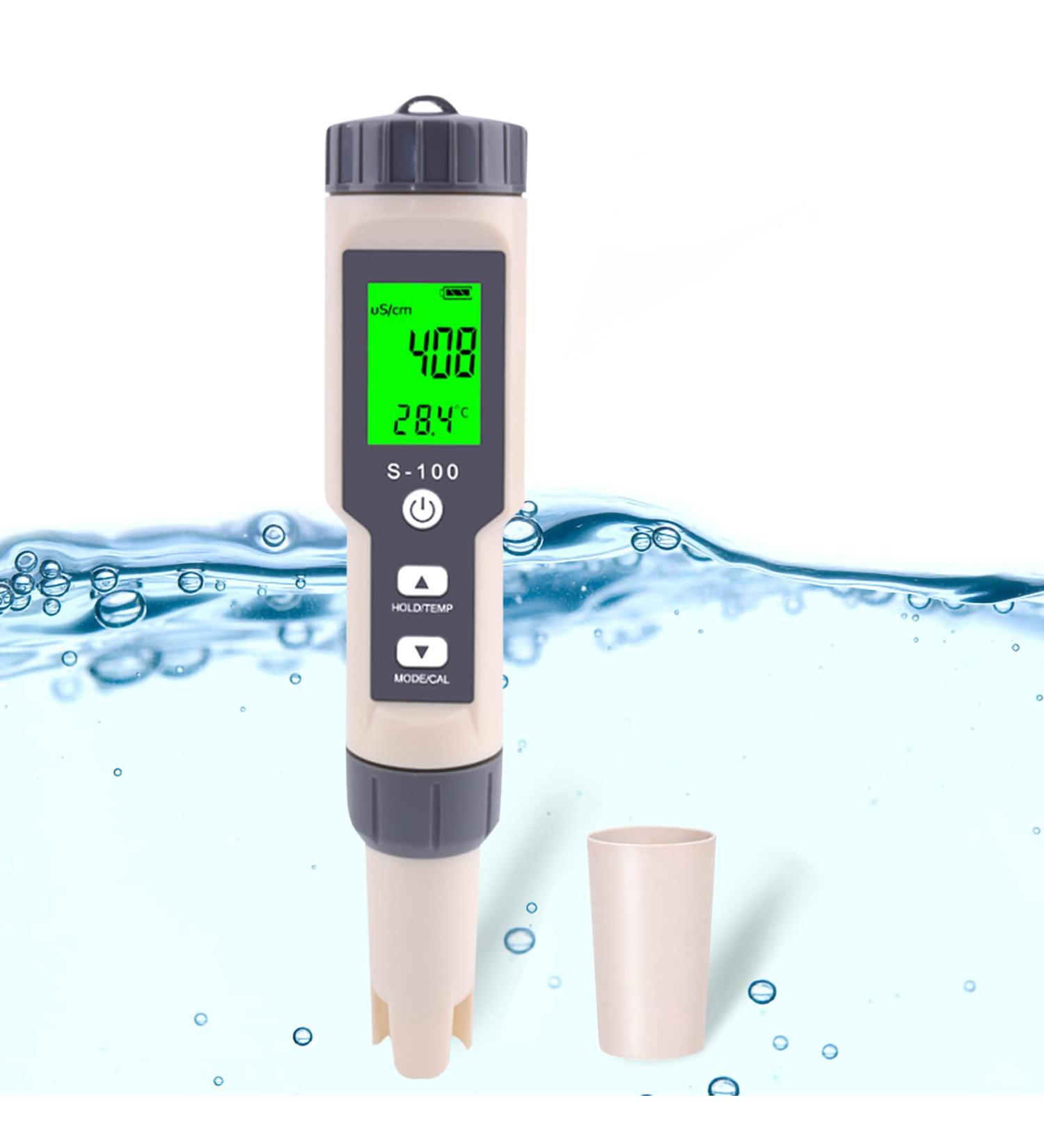 Yewhick Digital Salinity Tester - 4 in 1 Salt/EC/TDS/Temp Meter for Saltwater Pool, Aquarium, Koi Fish Pond - Waterproof & High Accuracy with ATC - Buy Online on GoSupps.com