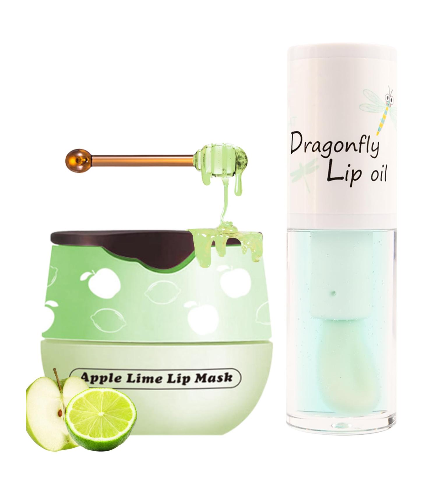 2Pcs Apple Lime Lip Balm Honey Pot Lip Mask & Lip Glowy Oil Lip Care Set Propolis Moisturize & Nourish Lip Gloss Repair Reduce Lip Line & Protect & Plump Dry Cracked Lip Scrub Exfoliator -Set D - Buy Online on GoSupps.com