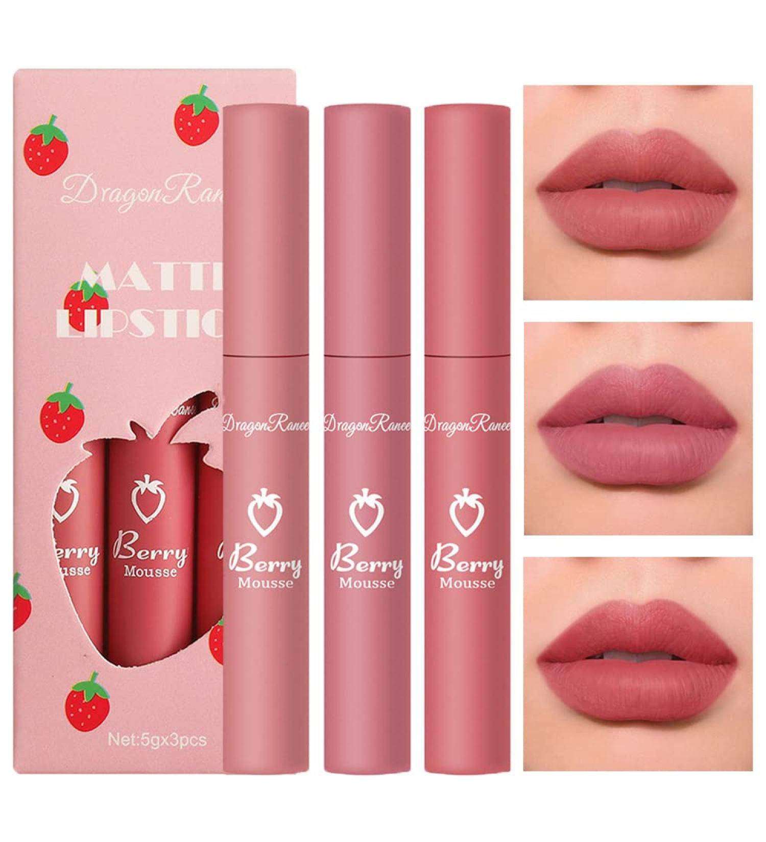 3-Piece Nude Matte Lipstick Set | Long-Lasting Waterproof Velvet Lip Glaze | Smooth Crayon Lip Stain for Women - SET C - Buy Online on GoSupps.com