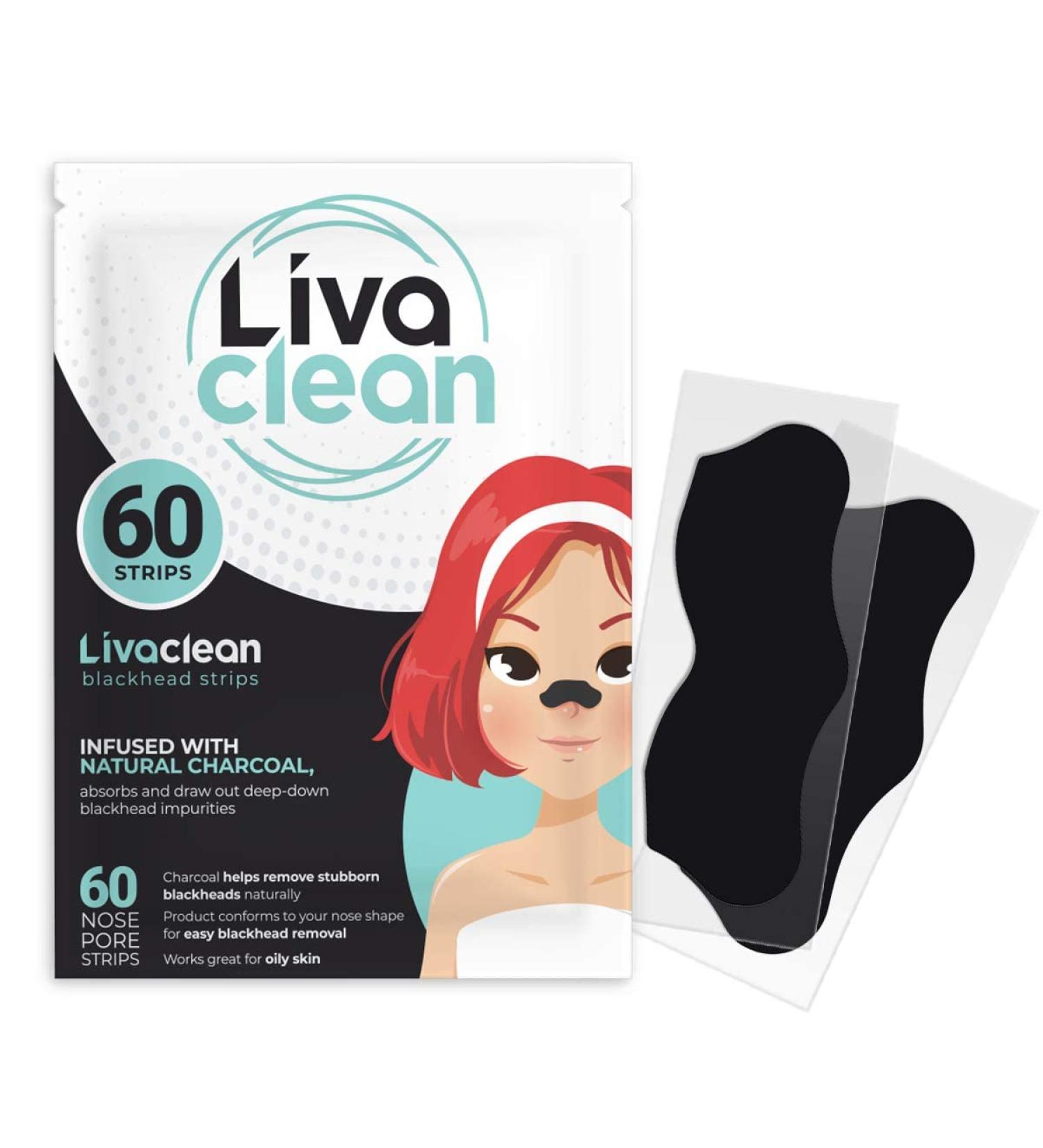 60 Strips Livaclean Charcoal Blackhead Remover Pore Strips - Blackheads Removal for Face and Nose - Blackhead Remover Strips 60 CT - Buy Online on GoSupps.com