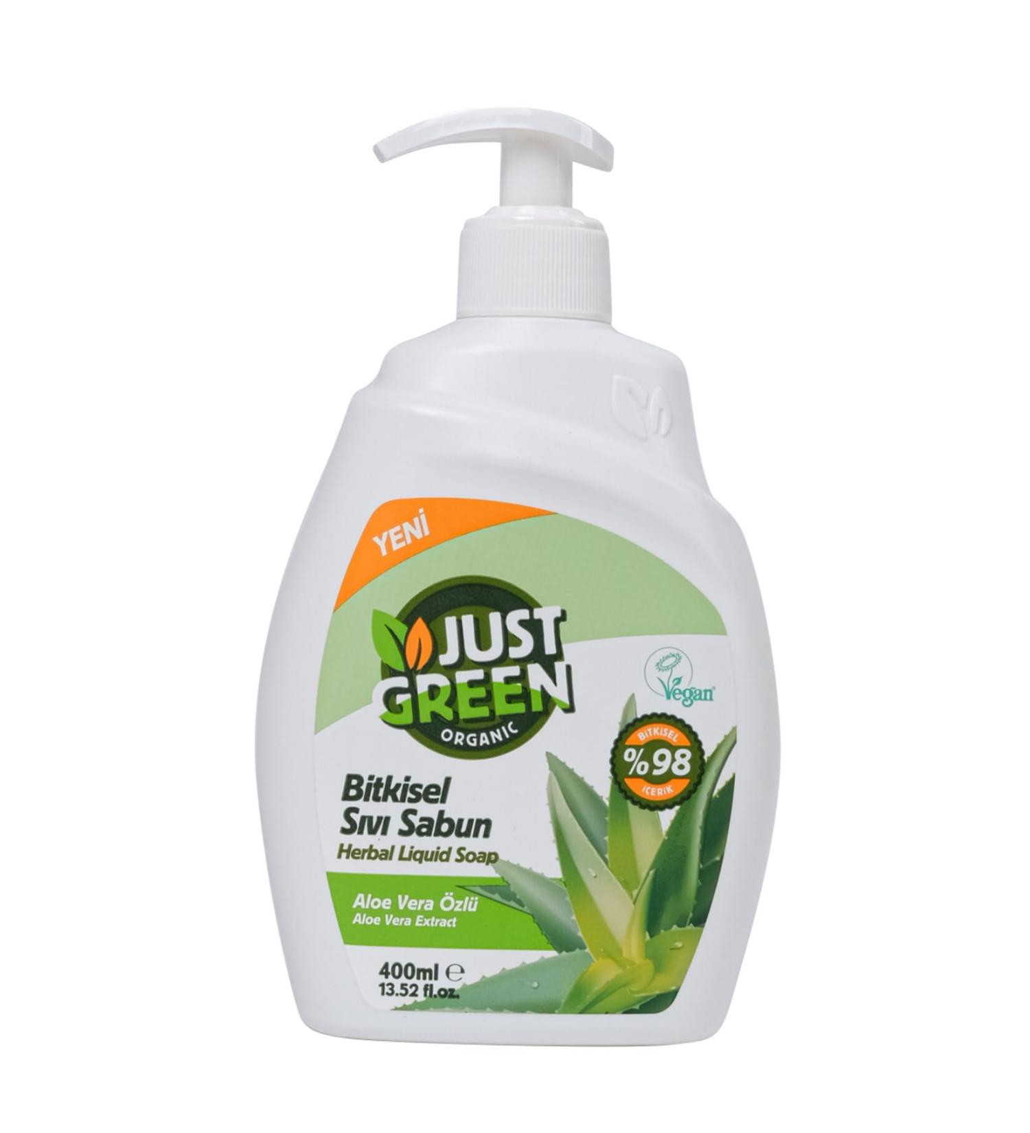 Just Green Organic Liquid Hand Wash Hand Soap - Enriched with Aloe Vera Gel Extract Chemical-Free Hand Wash for a Refreshing Cleanse - Buy Online on GoSupps.com