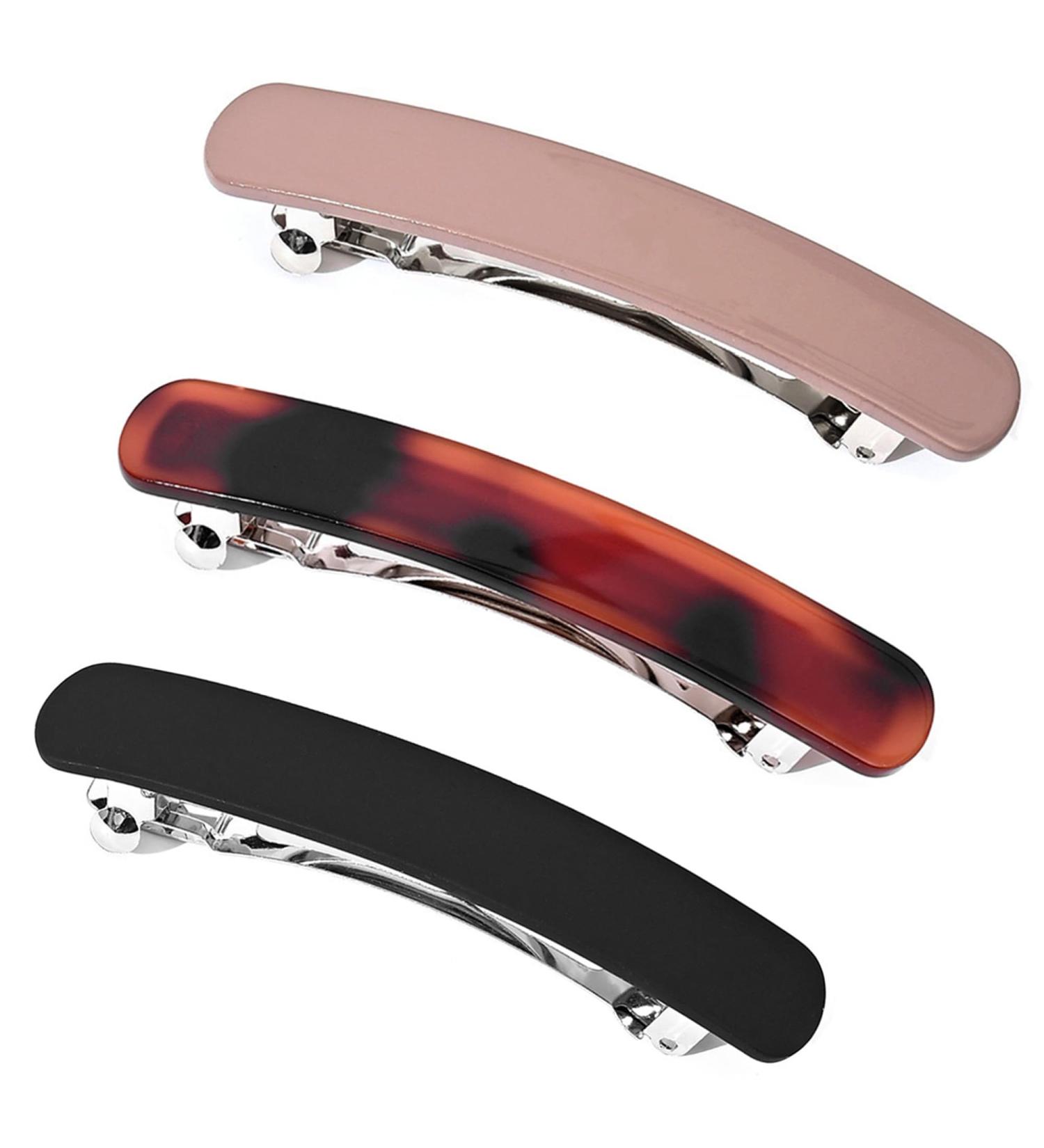 Buy 3 Pieces Vintage French Hair Clips for Women - Medium Automatic Clips for Thin Fine Hair - Multi Color Set - Buy Online on GoSupps.com