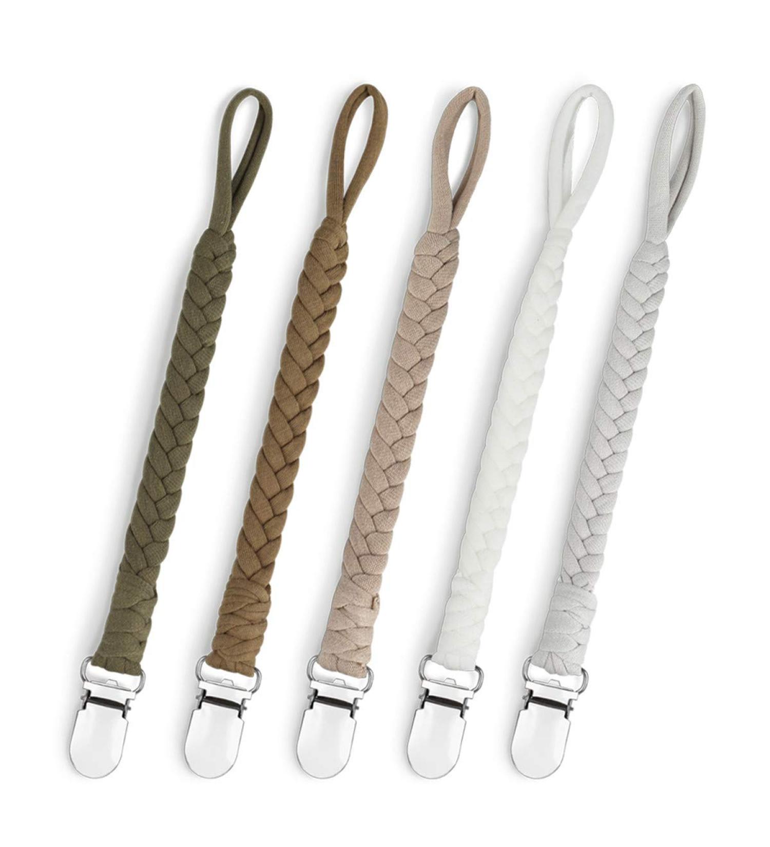Pacifier Clip Set - Handmade Braided Binky Holder Leash for Boys and Girls - Fits All Pacifiers - Modern Unisex Baby Gift - 5 Pack - Buy Online on GoSupps.com