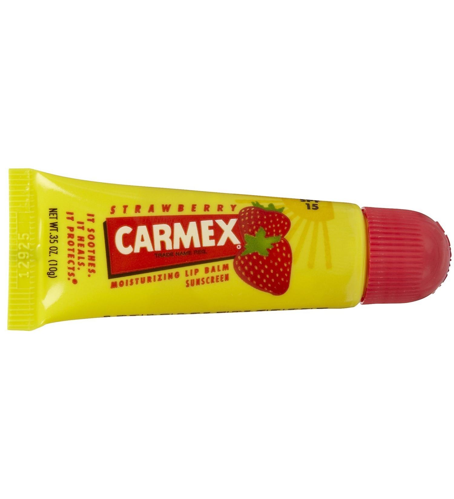 PACK of 2 CARMEX Strawberry Moisturizing Lip Balm in Tube - lip care - with sun protection from the USA!