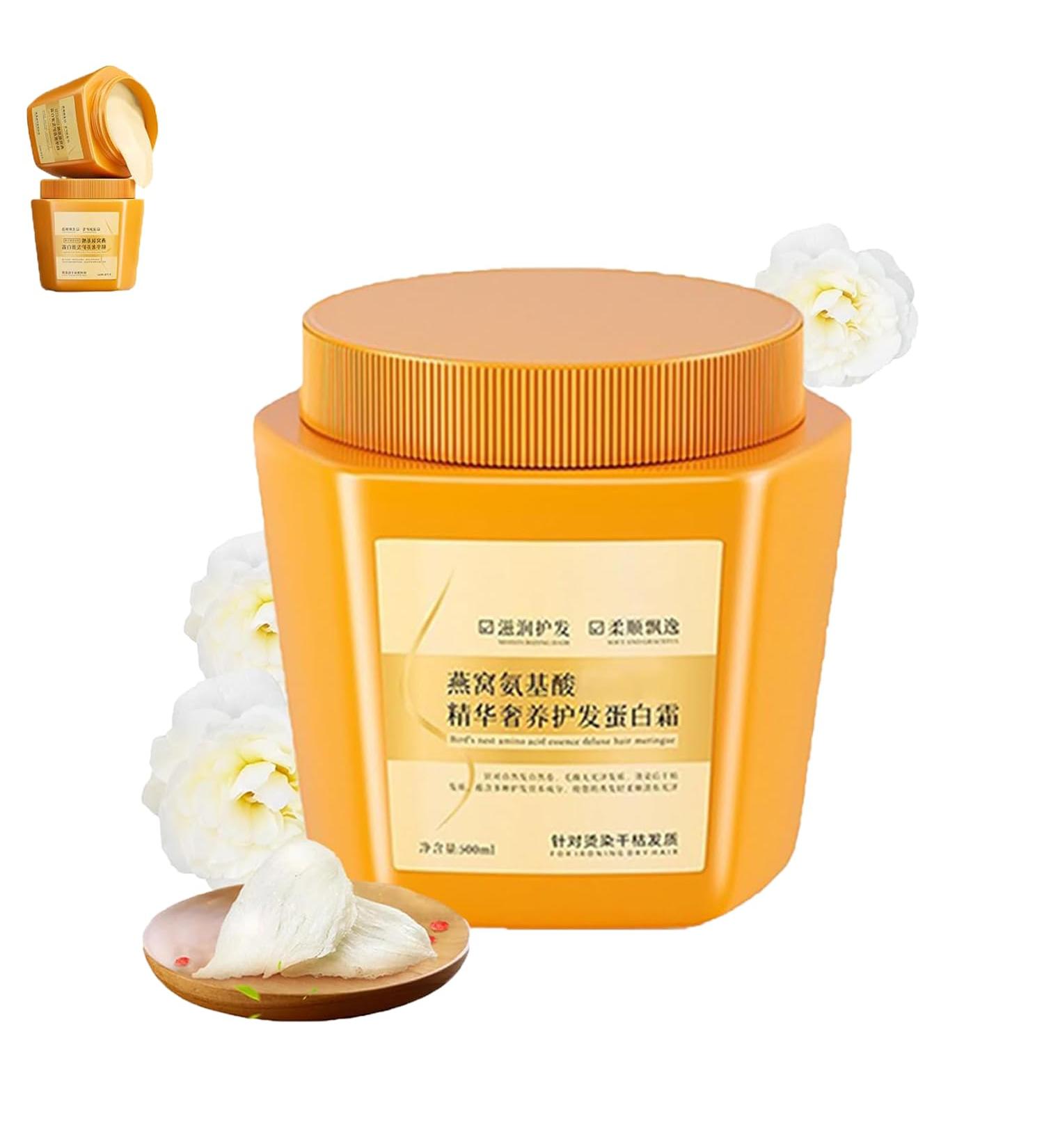 Amino Acid Essence Luxury Nourishing Hair Protein Cream Qingling Bird's Nest Amino Acid Essence Hair Care Amino Acid Essence Hair Protein Cream for Dry Damaged Hair (500ml) - Buy Online on GoSupps.com