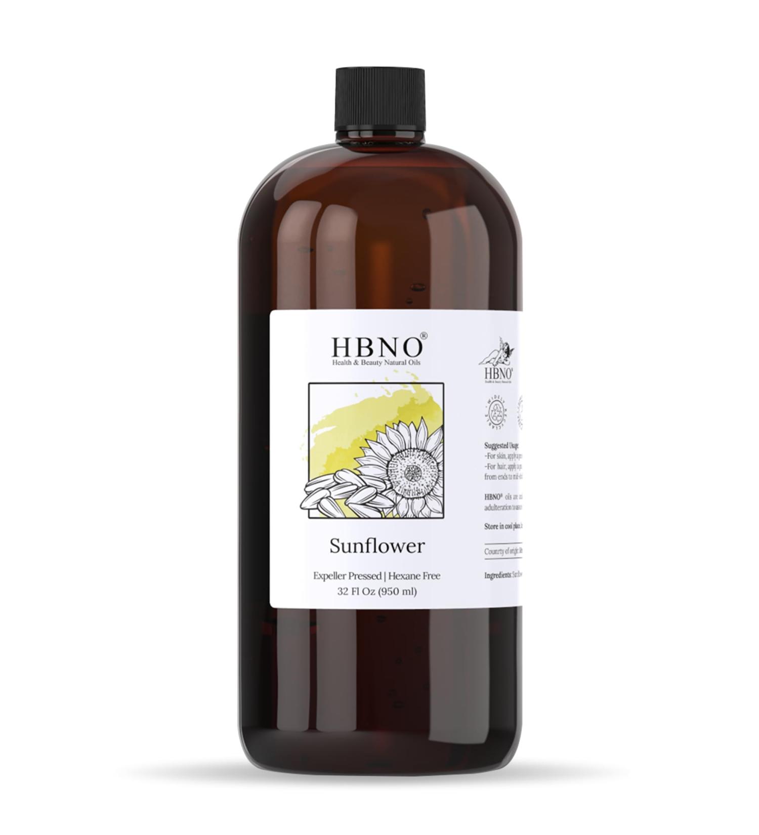 HBNO Sunflower Oil - 32 oz (950ml) Value Size - Ideal for Shampoos Conditioners Face wash Lotions and Skin care products. 32 Fl Oz - Buy Online on GoSupps.com