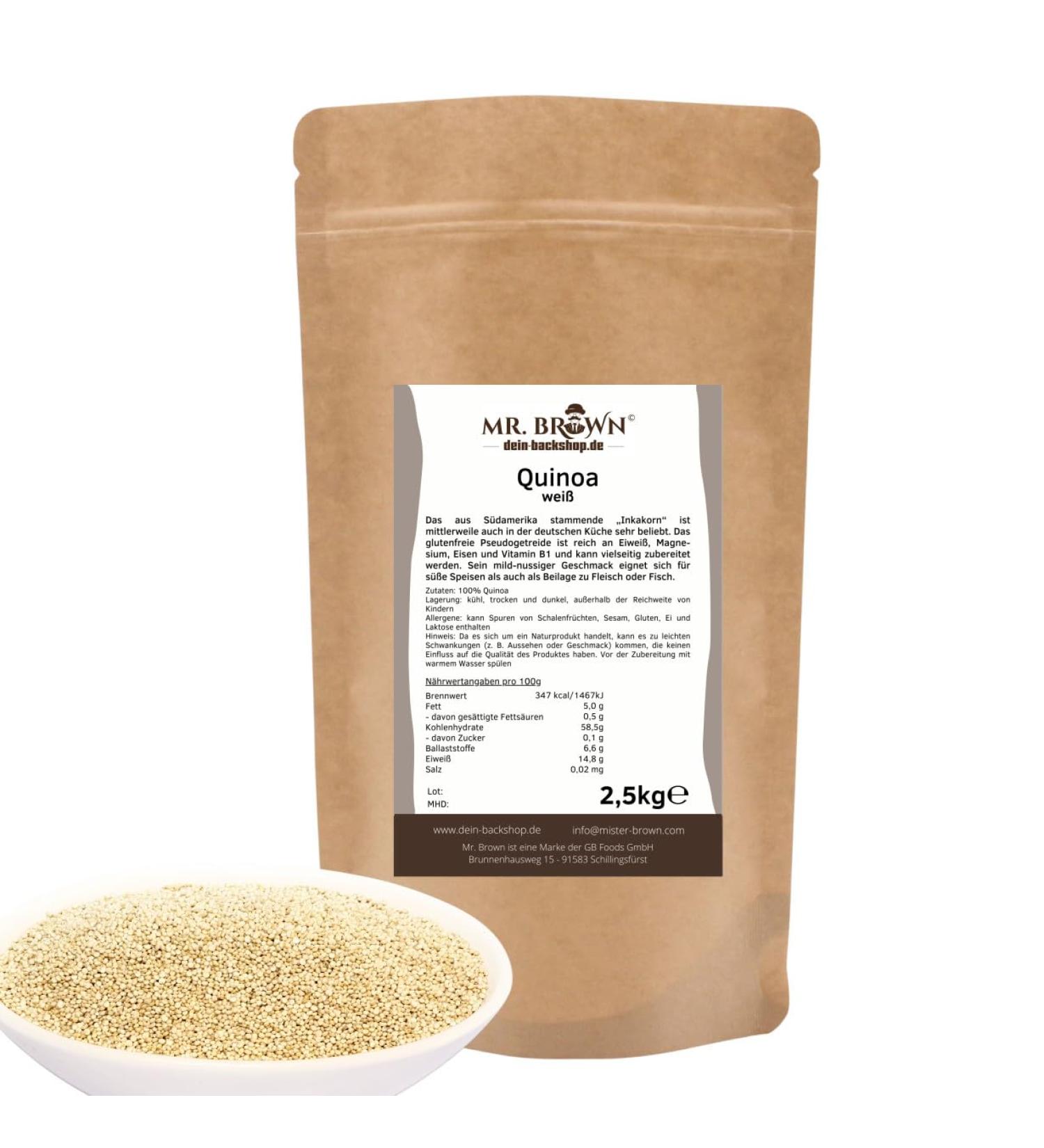 Premium 2.5kg White Quinoa - Organic Gluten-Free & International Shipping Available - Buy Online on GoSupps.com