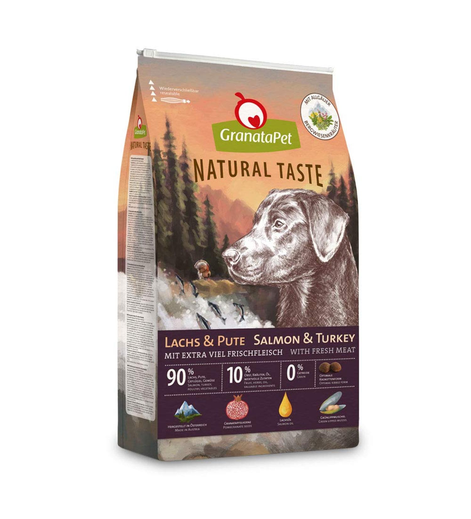 Granaphet Natural Salmon & Turkey Dog Food 4kg - Grain & Sugar-Free Sole Feed for Adult Dogs - Buy Online on GoSupps.com