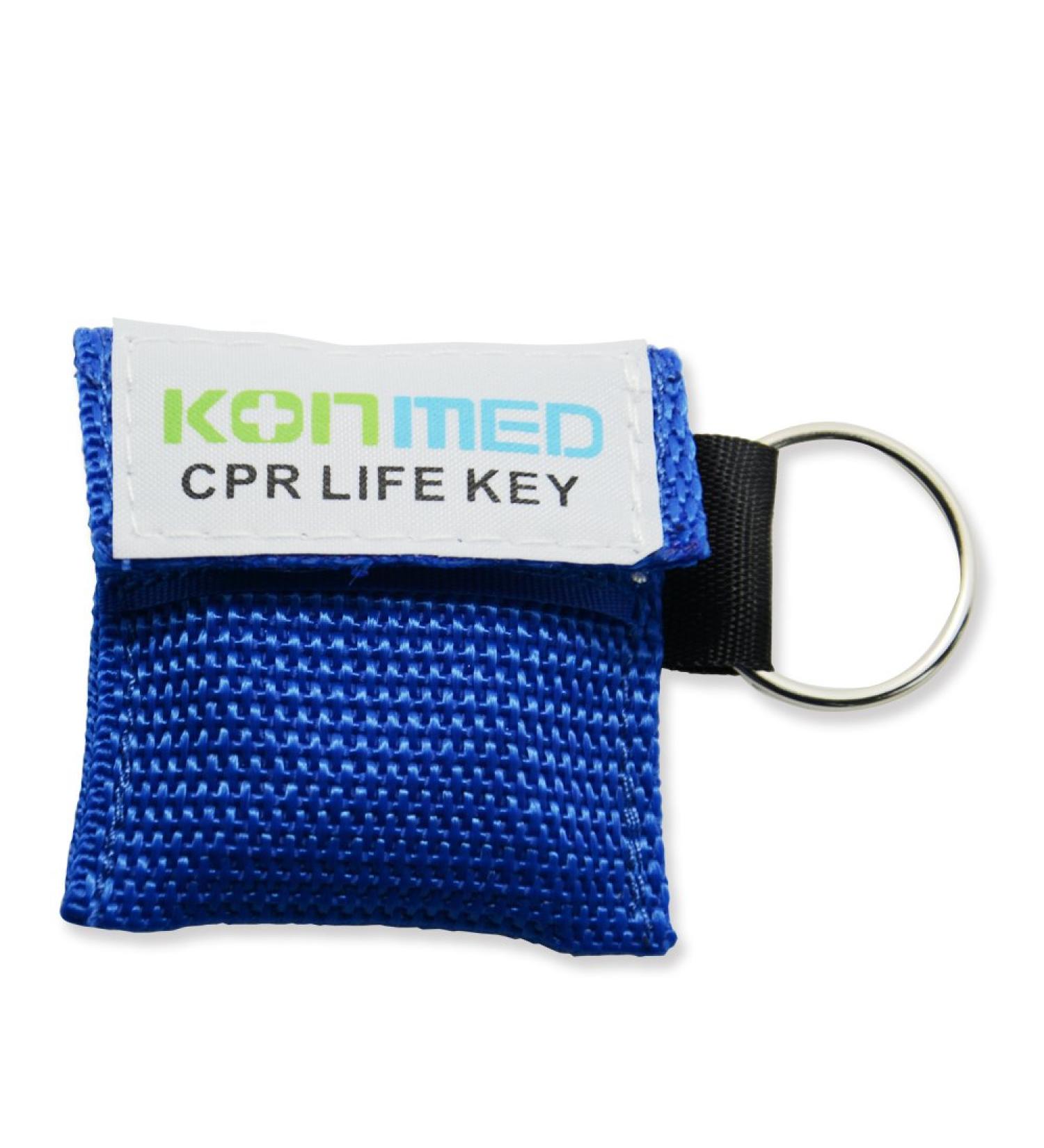 KONMED CPR First Aid Masks Keychain For First Aid Resuscitator 100 Pieces (Blue)