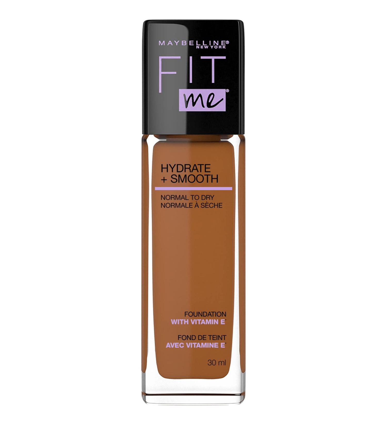 Maybelline New York Fit Me Hydrate + Smooth Foundation Natural Luminous Finish Moisturizing Medium Coverage for Normal to Dry Skin Mocha 30 ml