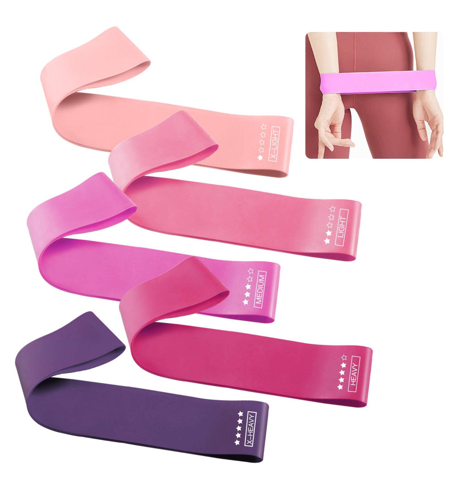 Suppeak Exercise Bands Set 5 Pack 12inch Premium Latex Resistance Loop Bands with 5 Resistance Levels Elastic Bands for Yoga Pilates Home Workout Physical Therapy Strength Training Pink - Buy Online on GoSupps.com